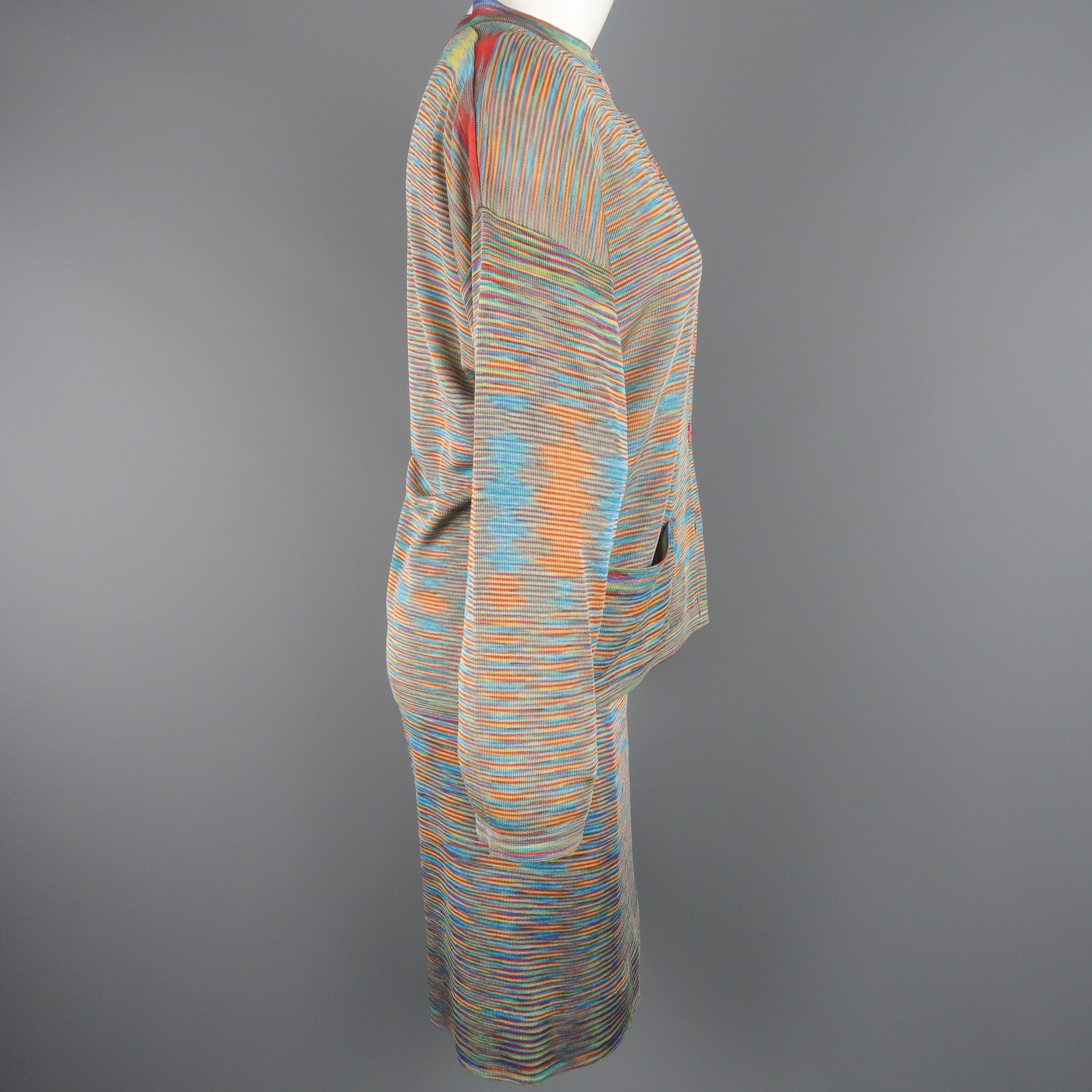 Gray Missoni Multicolor Rayon Knit Cardigan Skirt Set