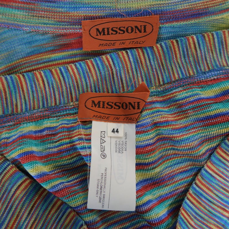 Missoni Multicolor Rayon Knit Cardigan Skirt Set For Sale at 1stDibs