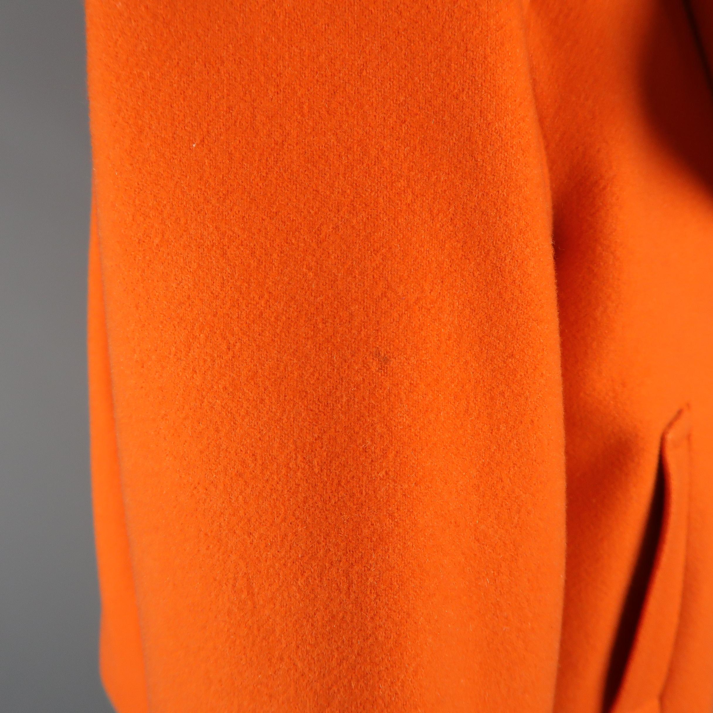 RALPH LAUREN Size 10 Orange Oversized Collar Cropped Peacoat Jacket In Good Condition In San Francisco, CA