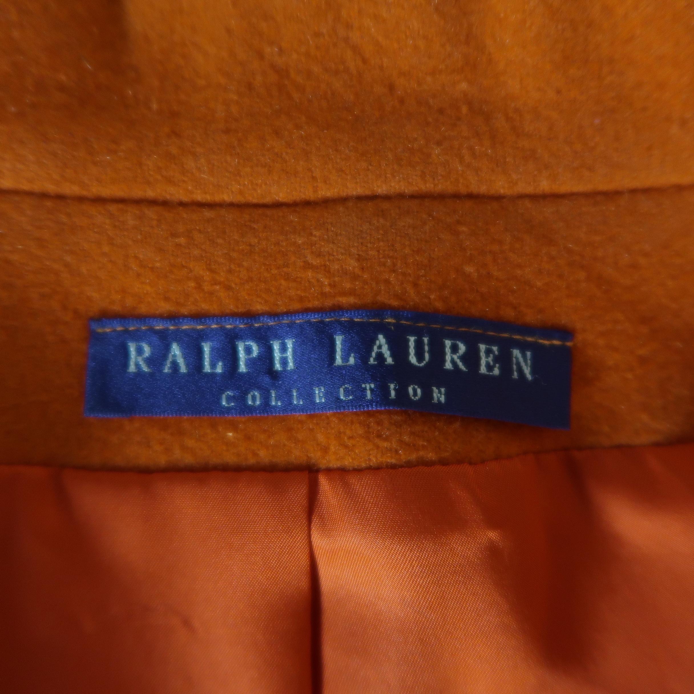 RALPH LAUREN Size 10 Orange Oversized Collar Cropped Peacoat Jacket 1