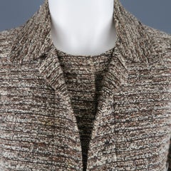 CHLOE Size 10 Beige Tweed Collared Hidden Snap Closure Jacket