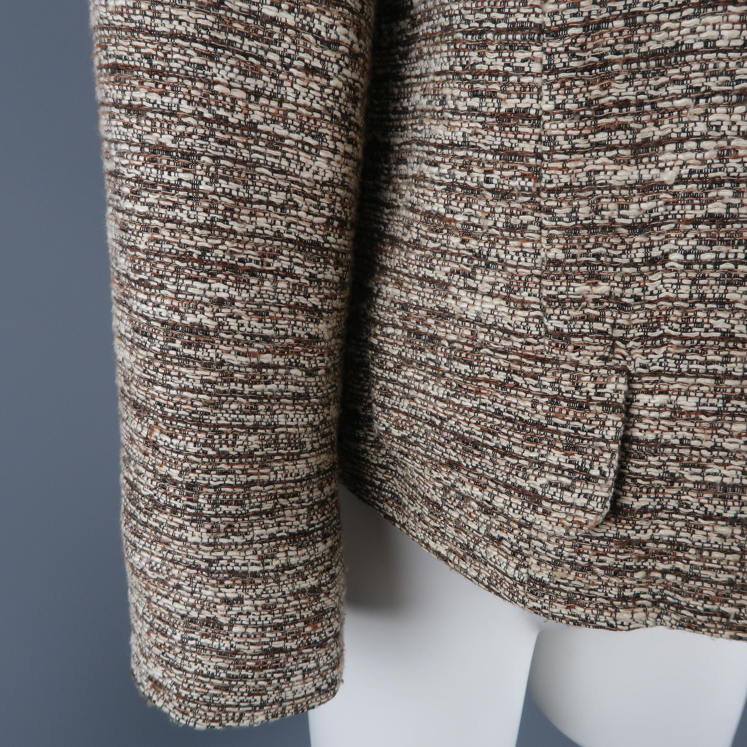 CHLOE Size 10 Beige Tweed Collared Hidden Snap Closure Jacket In Fair Condition In San Francisco, CA