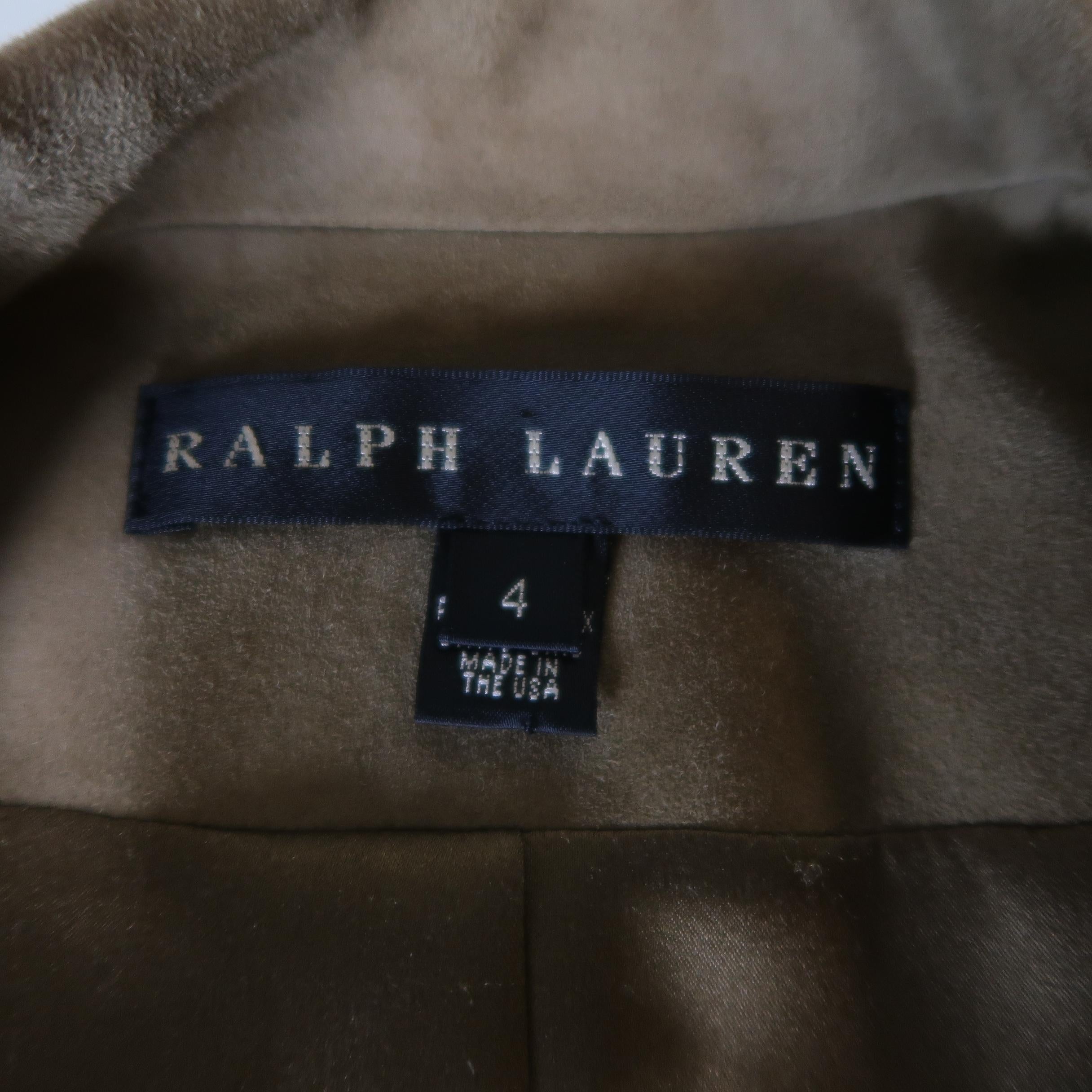 RALPH LAUREN Size 4 Taupe Suede Single Button Blazer 3