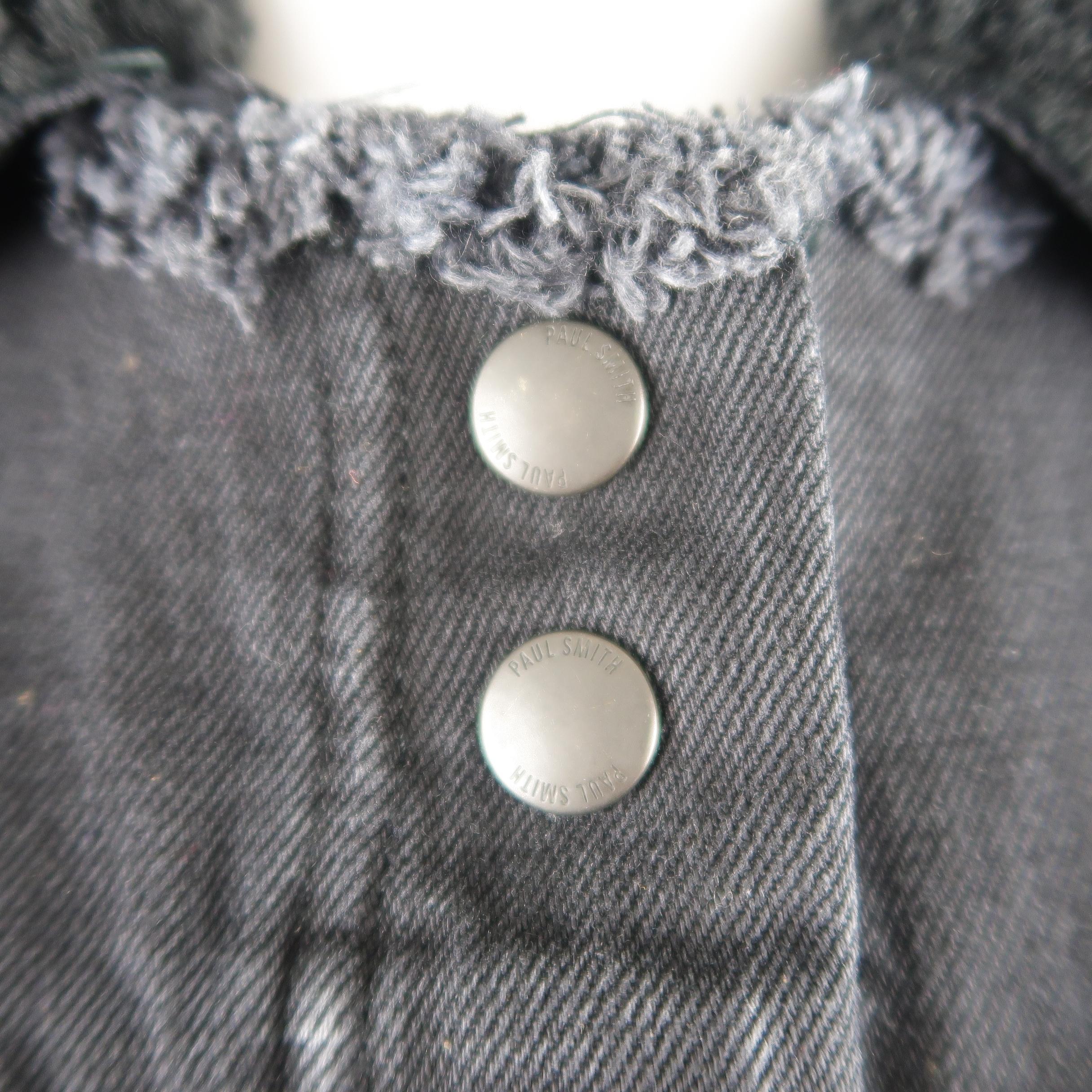 Women's PAUL SMITH Size S Black Denim Detachable Shearling Collar Jacket