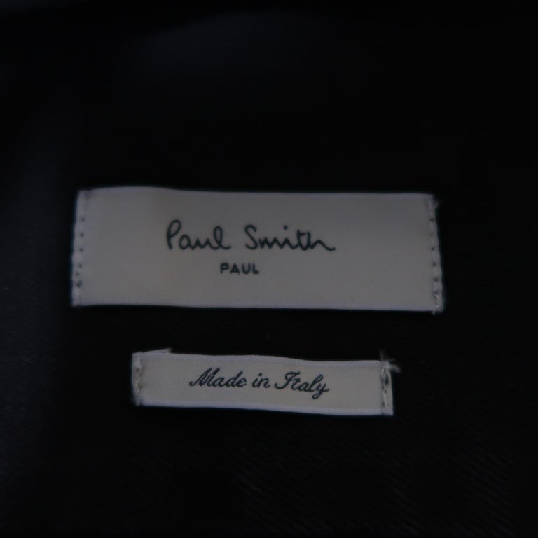 PAUL SMITH Size S Black Denim Detachable Shearling Collar Jacket at 1stDibs