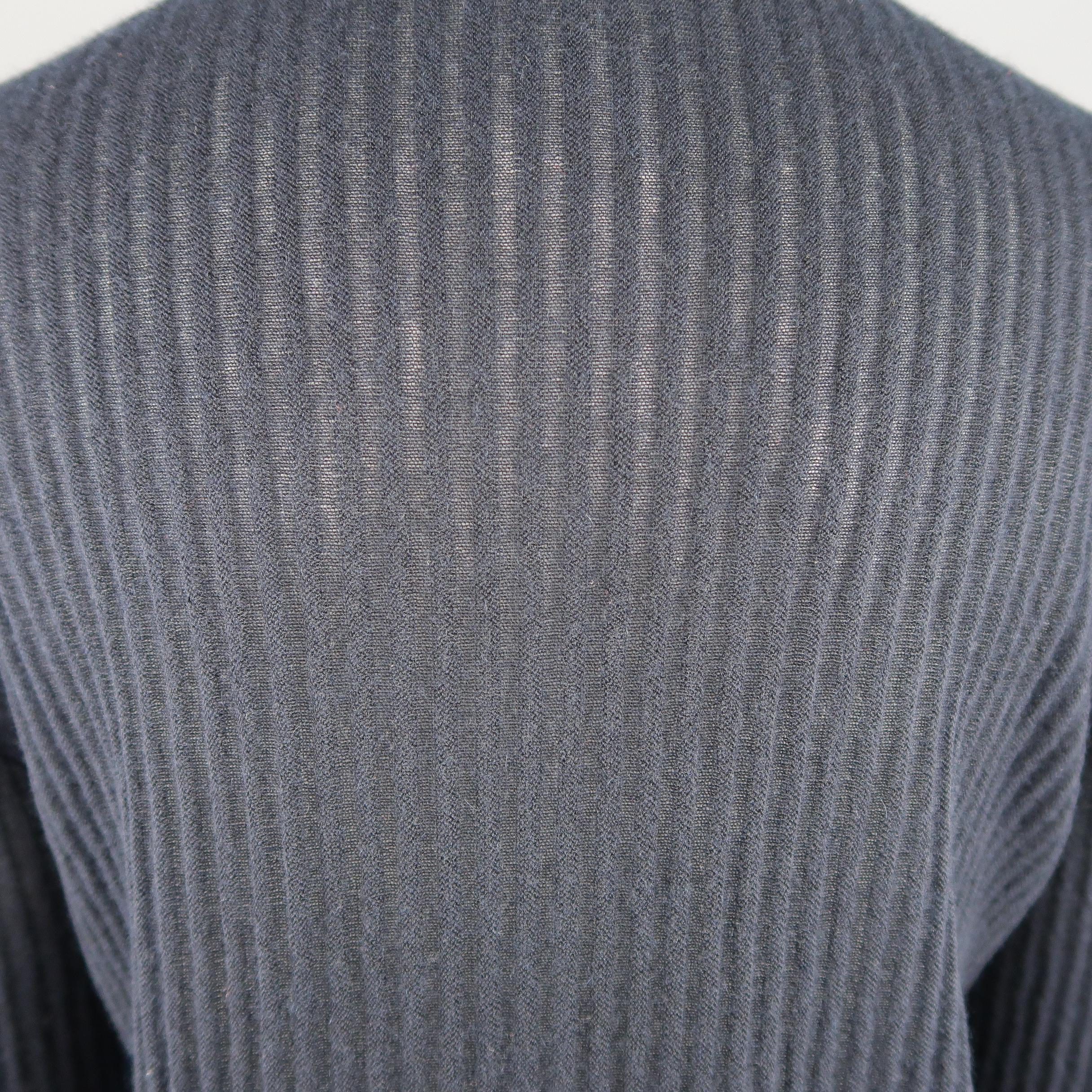 Women's GIORGIO ARMANI Size 10 Navy Ribbed Cashmere Collared Pullover