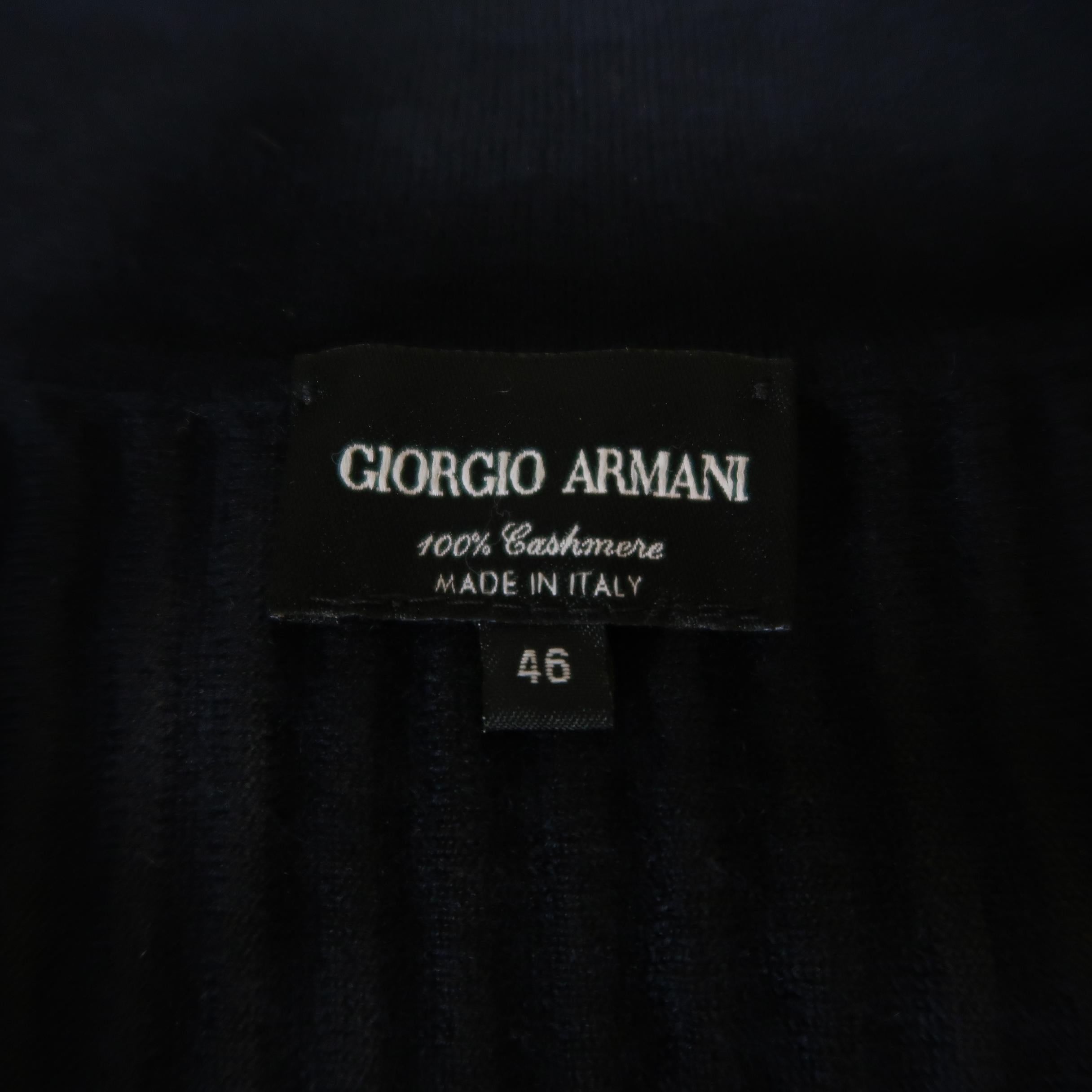 GIORGIO ARMANI Size 10 Navy Ribbed Cashmere Collared Pullover 1