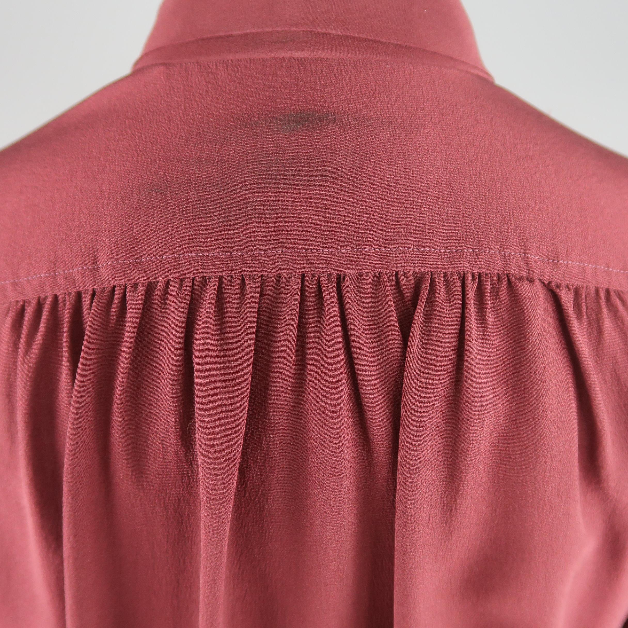 burgundy silk blouse with bow