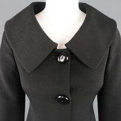 MOSCHINO Size 4 Black Oversized Collar Bow Coat