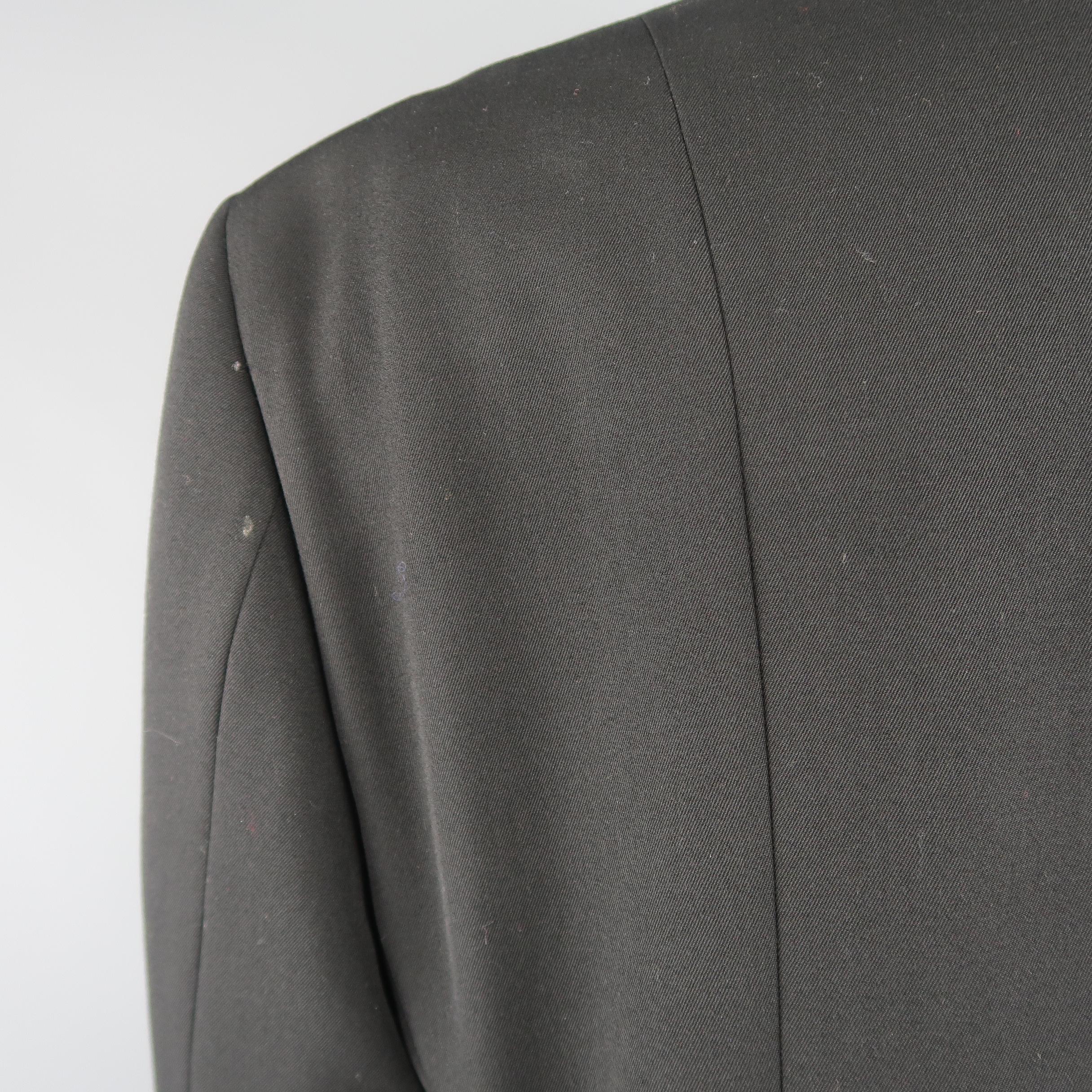 GIORGIO ARMANI Size 12 Black Wool Collared Hidden Placket Snap Car Coat In Good Condition In San Francisco, CA