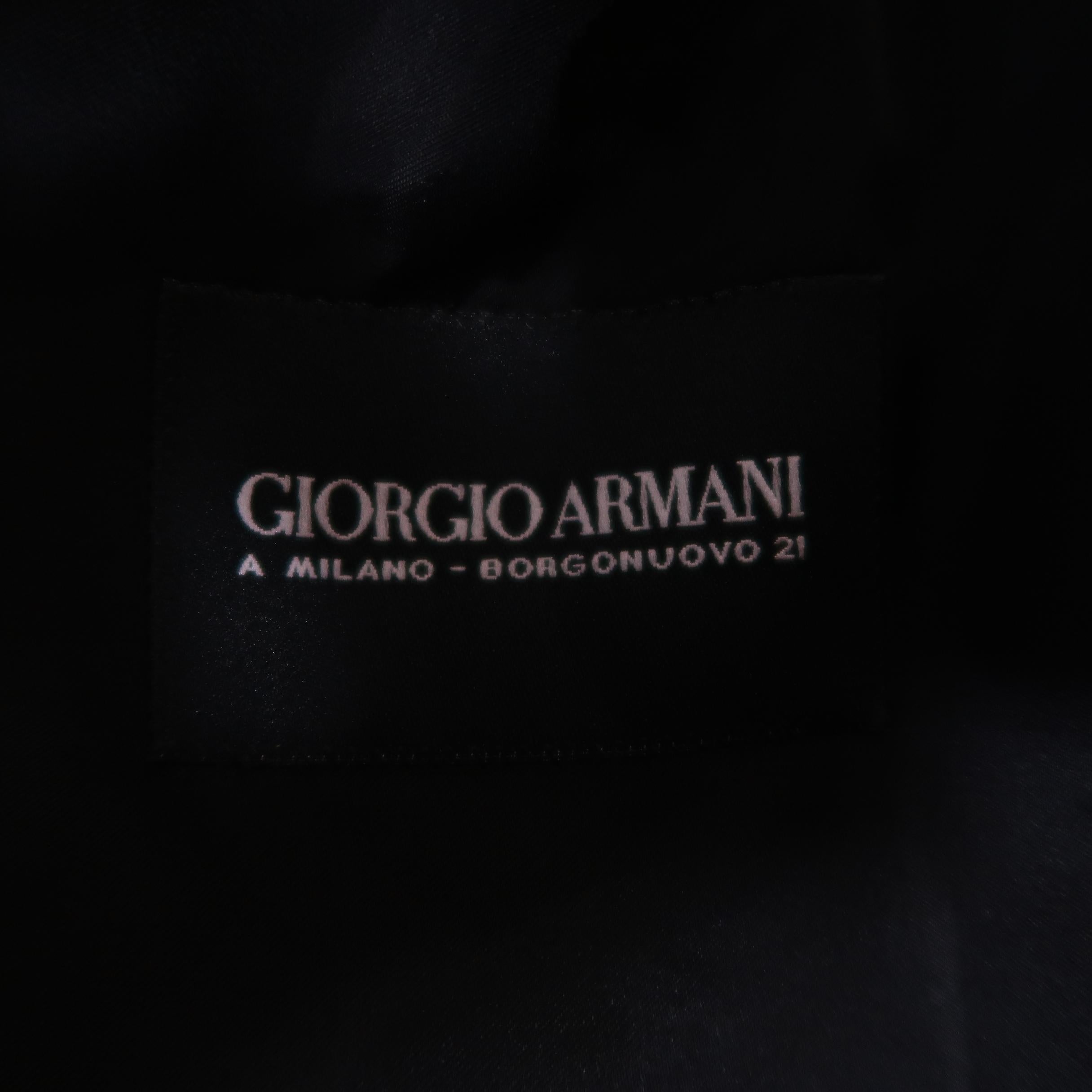 Men's GIORGIO ARMANI Size 12 Black Wool Collared Hidden Placket Snap Car Coat