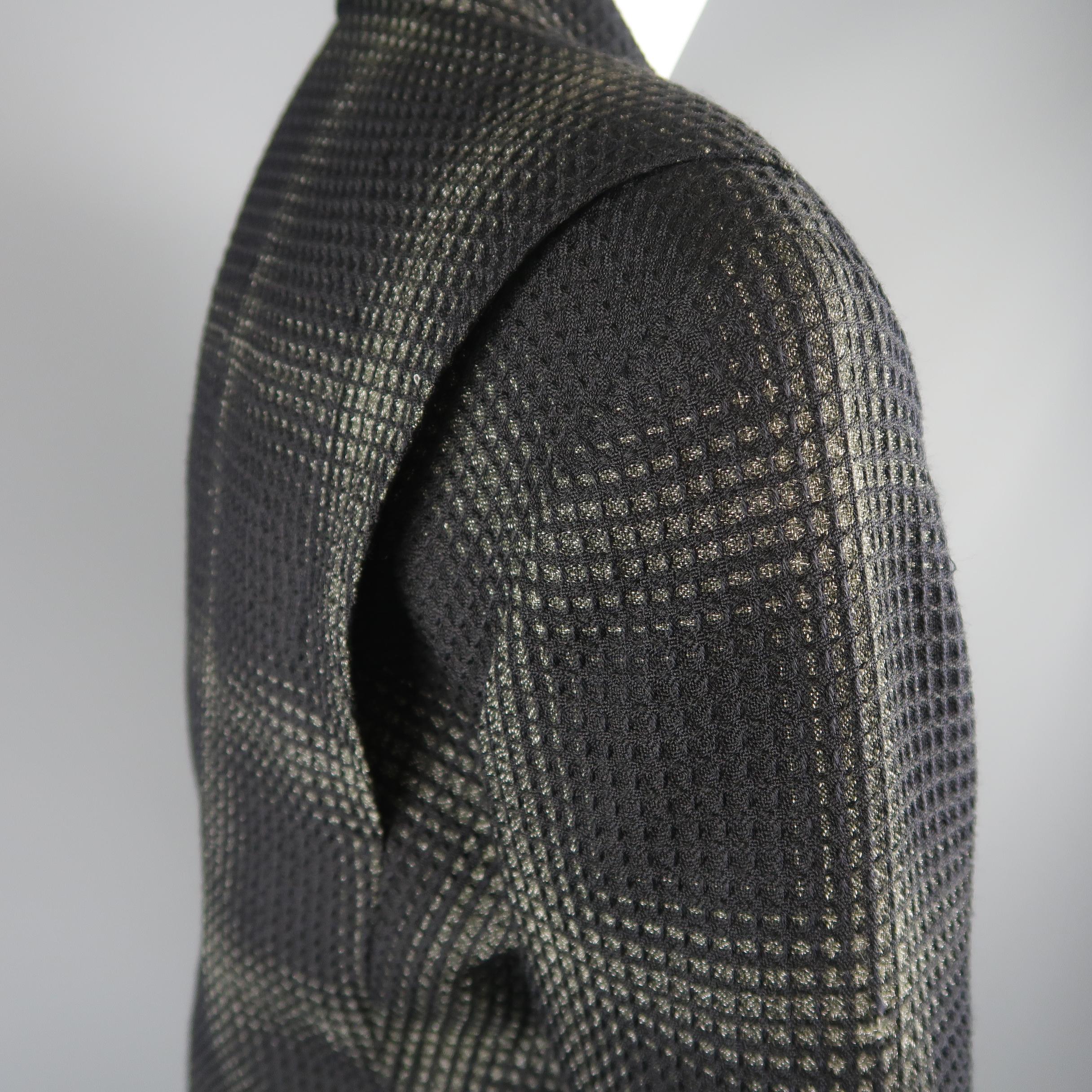 Women's MATSUDA Size L Black & Moss Green Plaid Wool / Silk Jacket