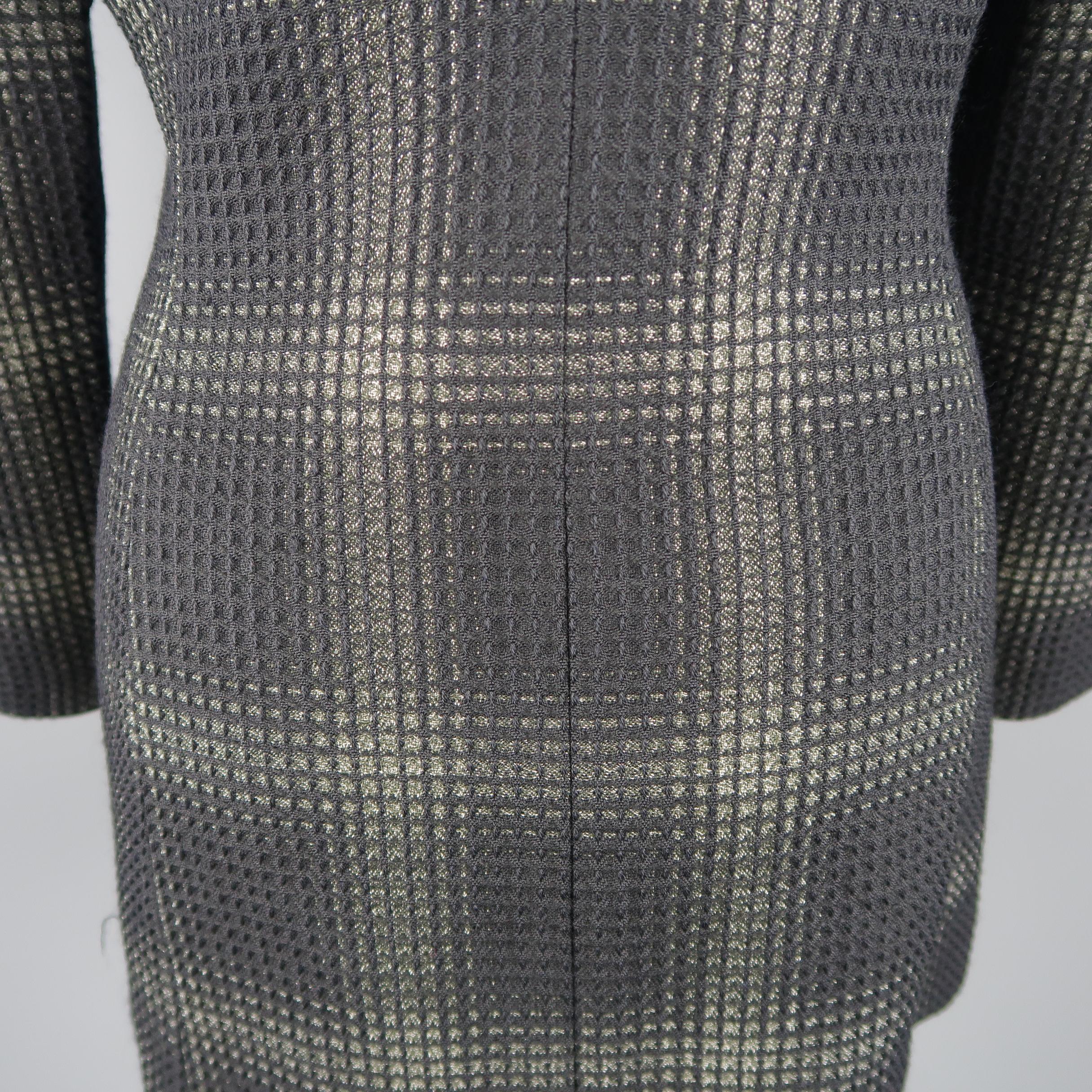 MATSUDA Size L Black & Moss Green Plaid Wool / Silk Jacket 2