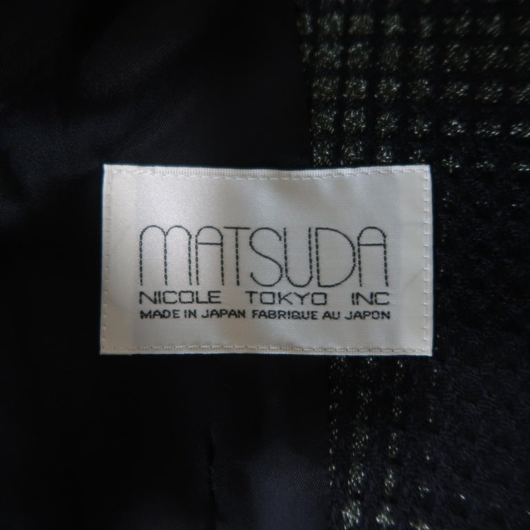 MATSUDA Size L Black and Moss Green Plaid Wool / Silk Jacket For Sale ...
