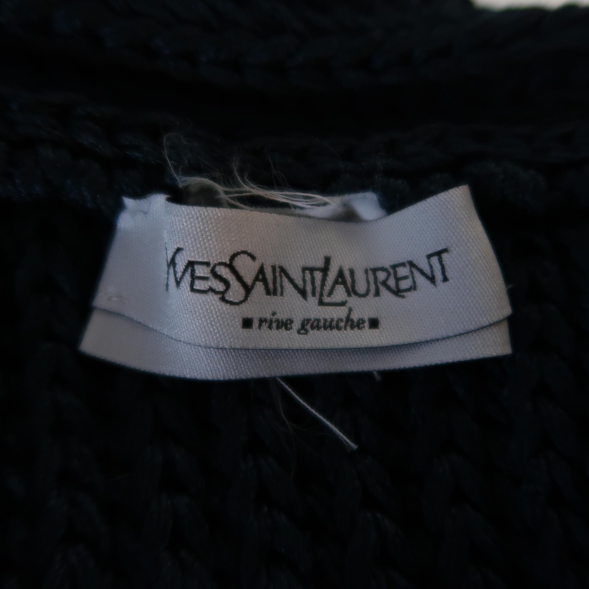 Women's YVES SAINT LAURENT Forest Green Silk / Cotton Knit Hooded Capelet
