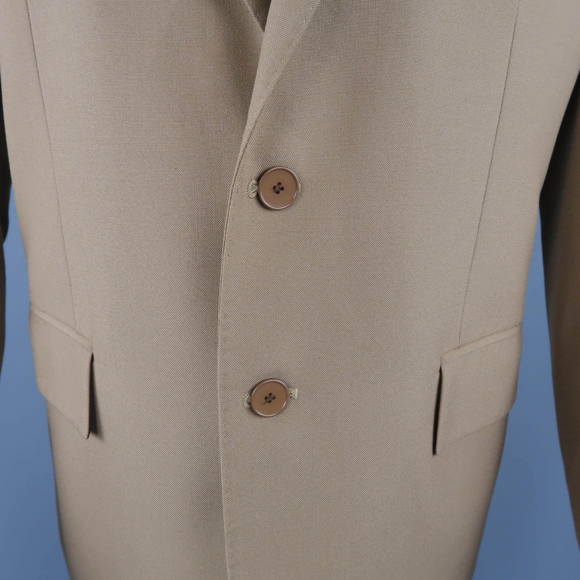 Brown BALENCIAGA 42 Tan Wool Blend Two Button Single Breasted Sport Coat / Jacket