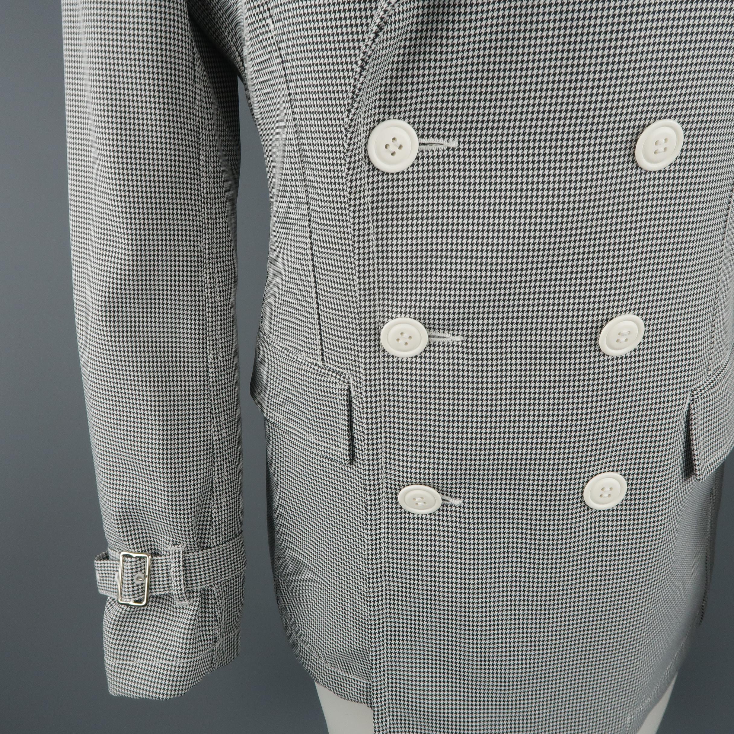 Comme des Garçons Black and White Houndstooth Double Breasted Trenchcoat Jacket In New Condition In San Francisco, CA