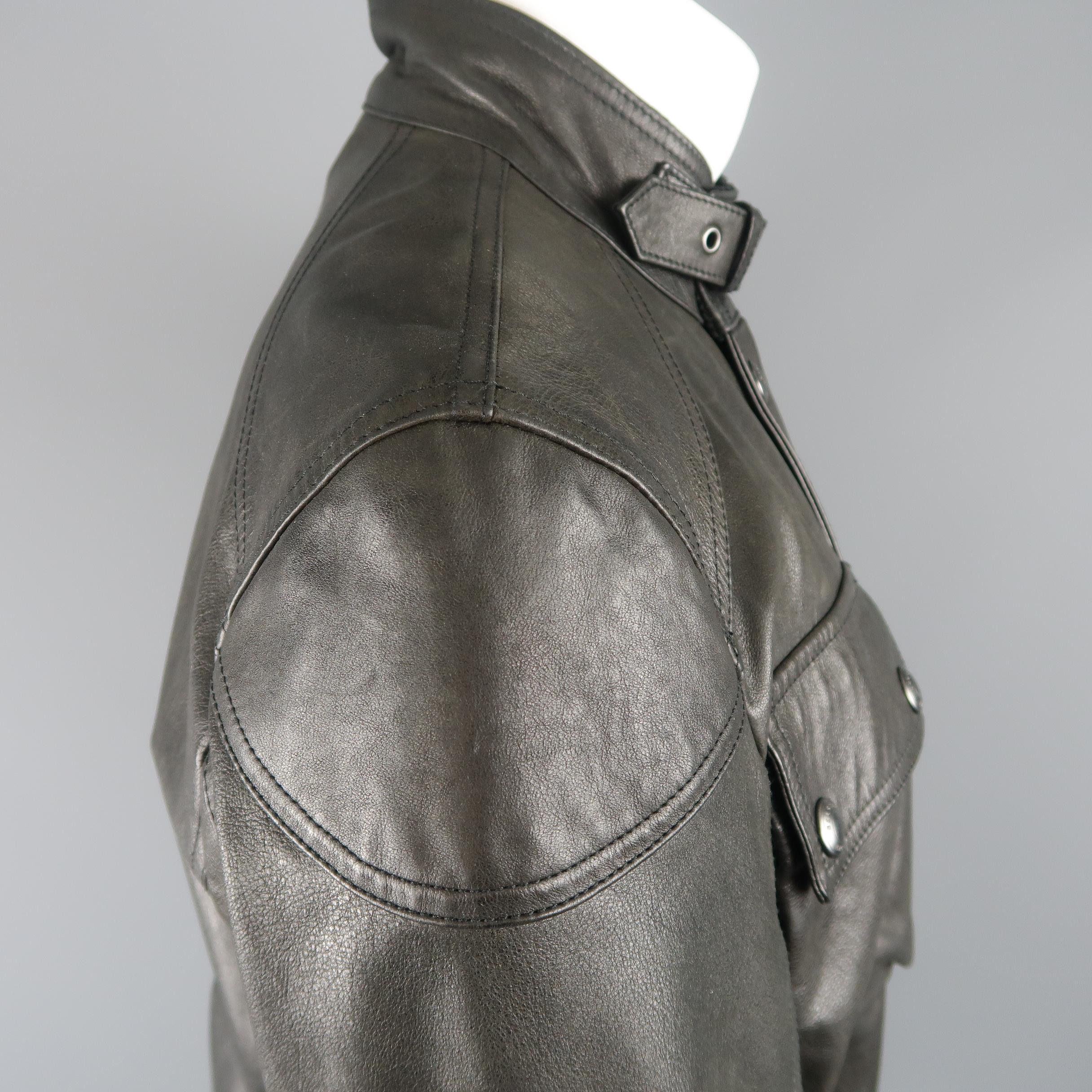 BELSTAFF 38 Black Leather Racemaster 'Gangster 2.0' Leather Jacket / Coat In Excellent Condition In San Francisco, CA