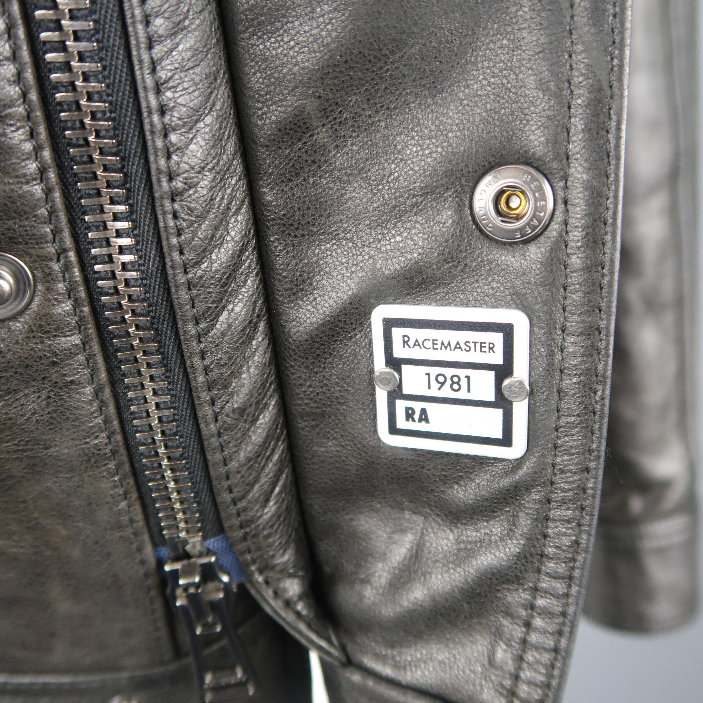 BELSTAFF 38 Schwarzes Leder Racemaster 'Gangster 2.0' Lederjacke / Mantel 5