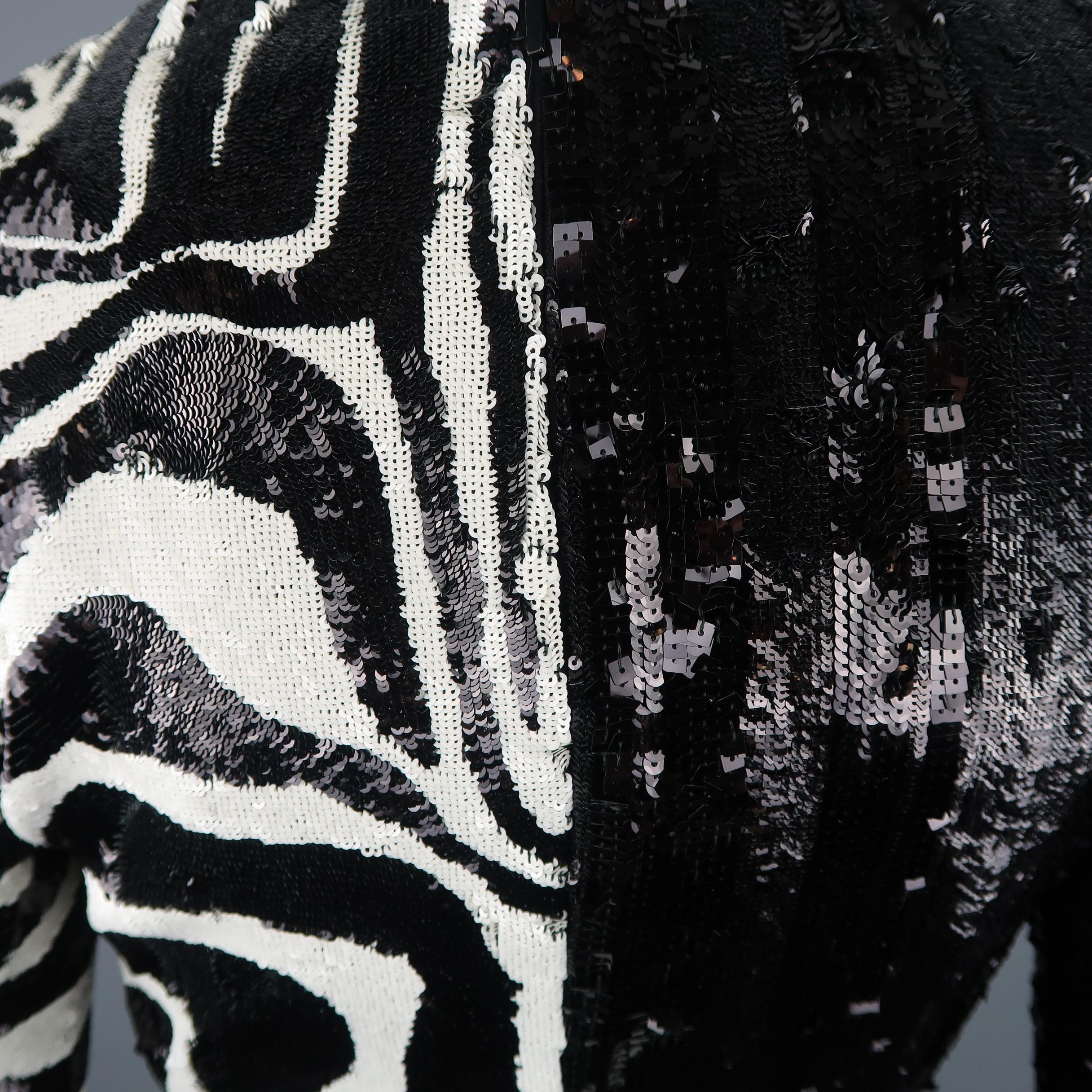 Saint Laurent Black Zebra Print Sequin Cocktail Dress, Fall 2015 Retailed $18k   3