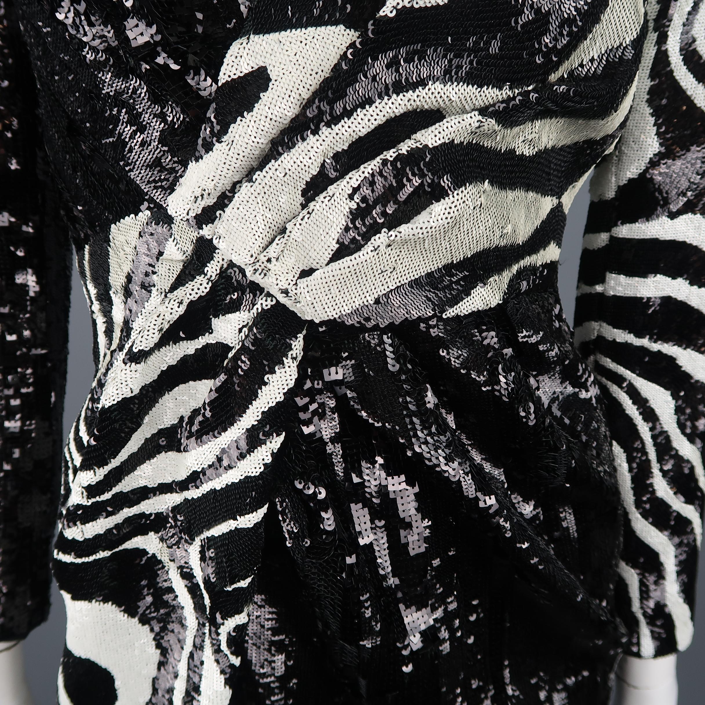 Saint Laurent Black Zebra Print Sequin Cocktail Dress, Fall 2015 Retailed $18k   In Excellent Condition In San Francisco, CA