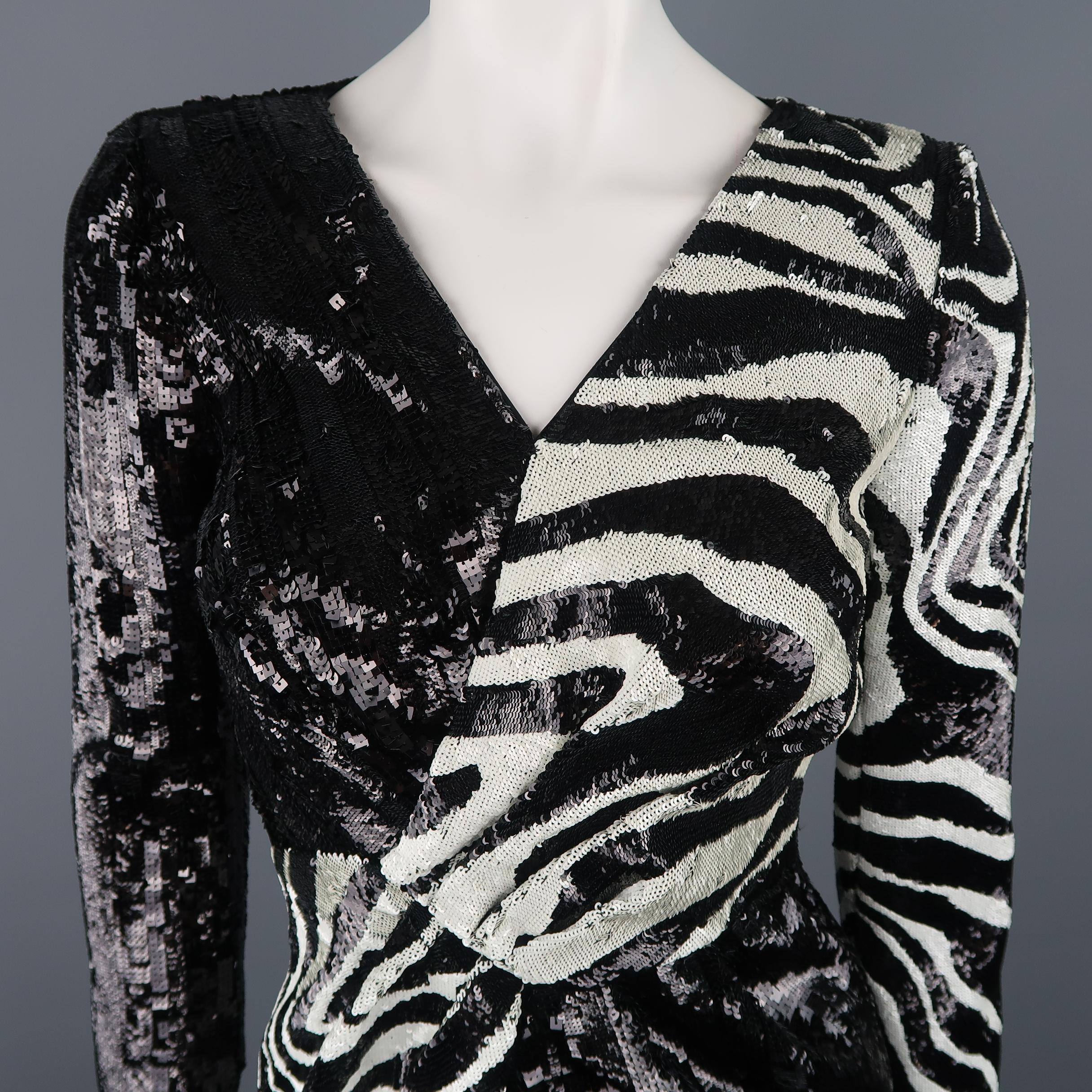 Saint Laurent Black Zebra Print Sequin Cocktail Dress, Fall 2015 Retailed $18k   (Schwarz)