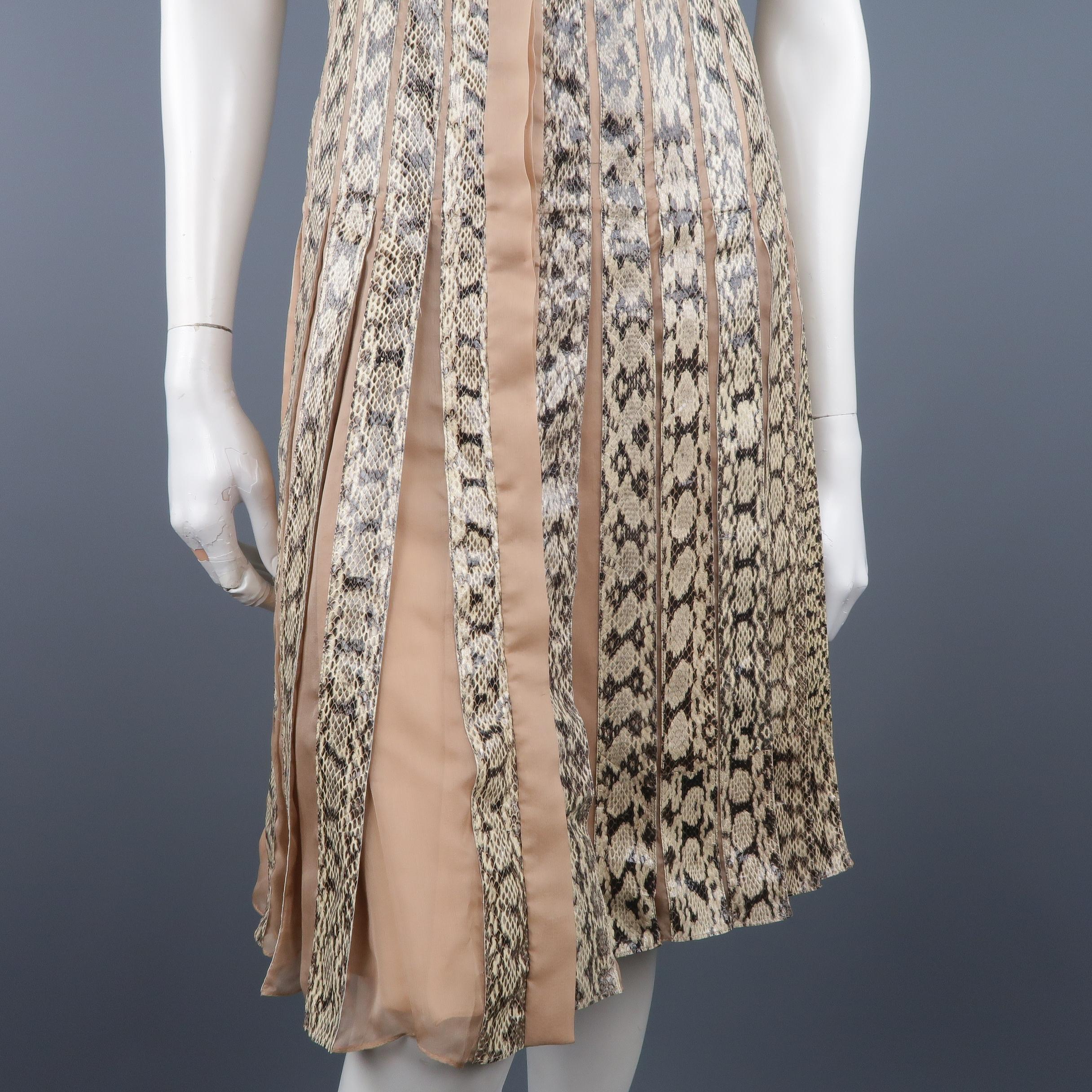 Women's Valentino Silk and Snake Skin Pleated Cocktail Dress, Spring 2013 Runway