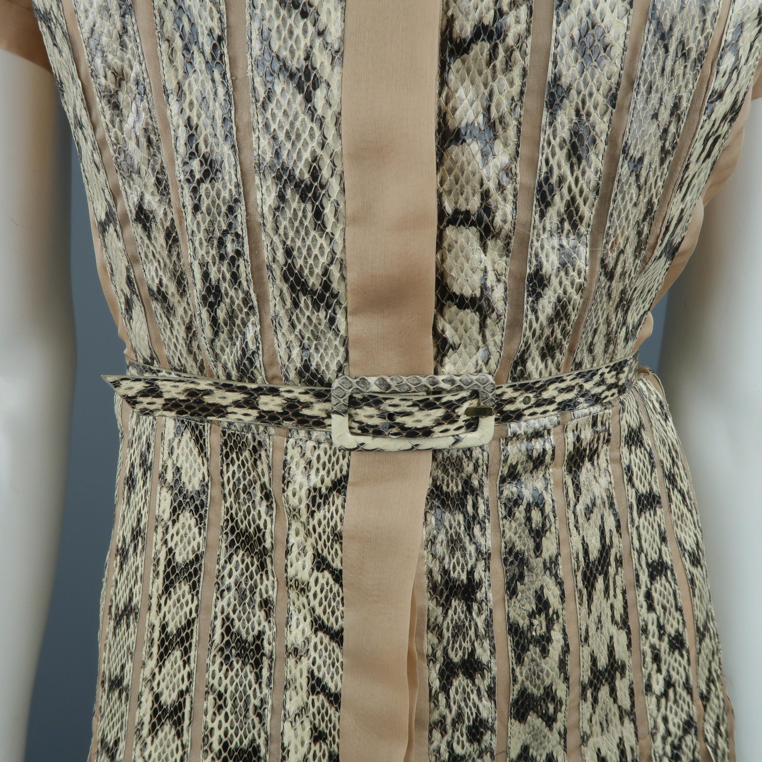 Valentino Silk and Snake Skin Pleated Cocktail Dress, Spring 2013 Runway In Good Condition In San Francisco, CA