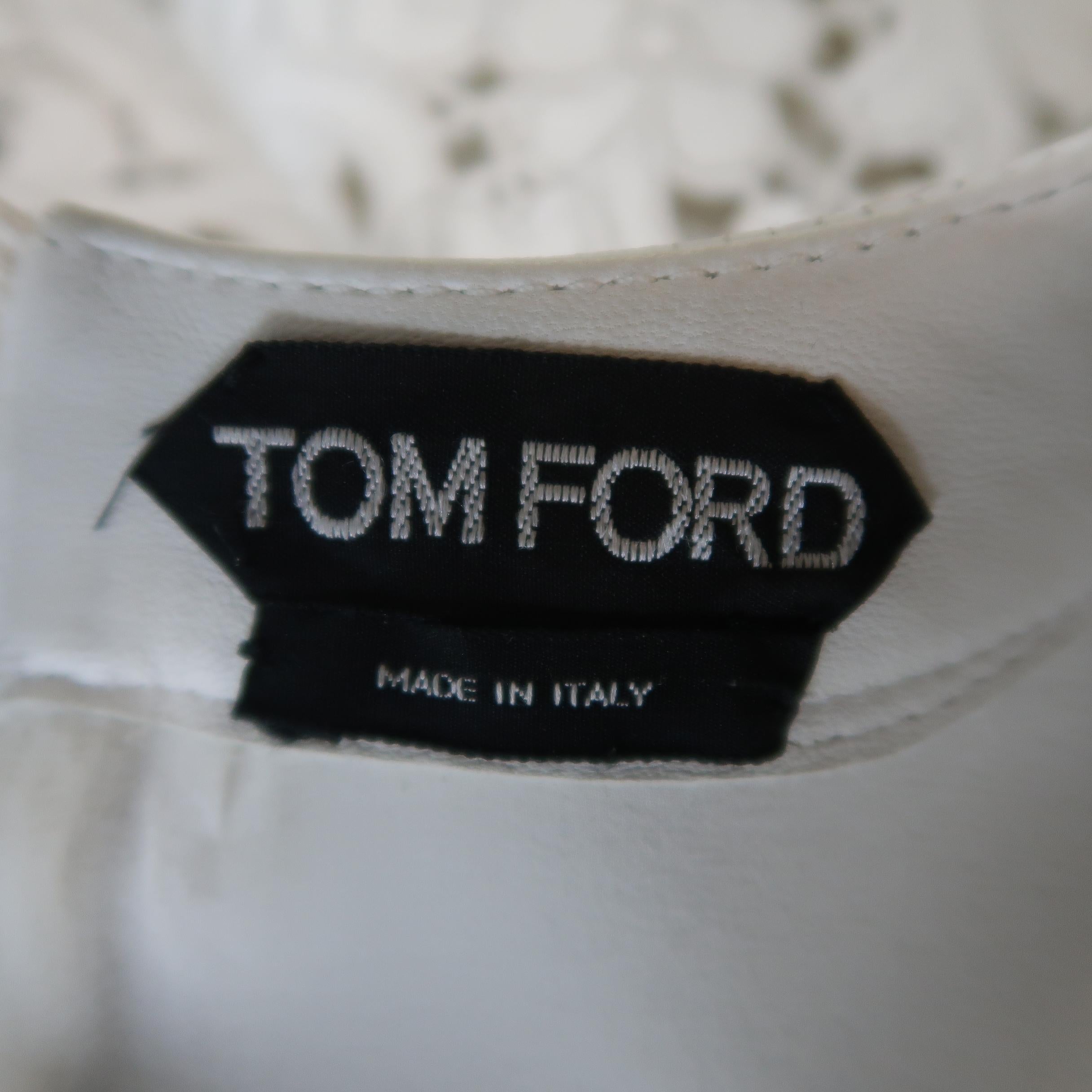 TOM FORD Dress - White Leather Lace Velvet Bow Shift Cocktail Dress 7