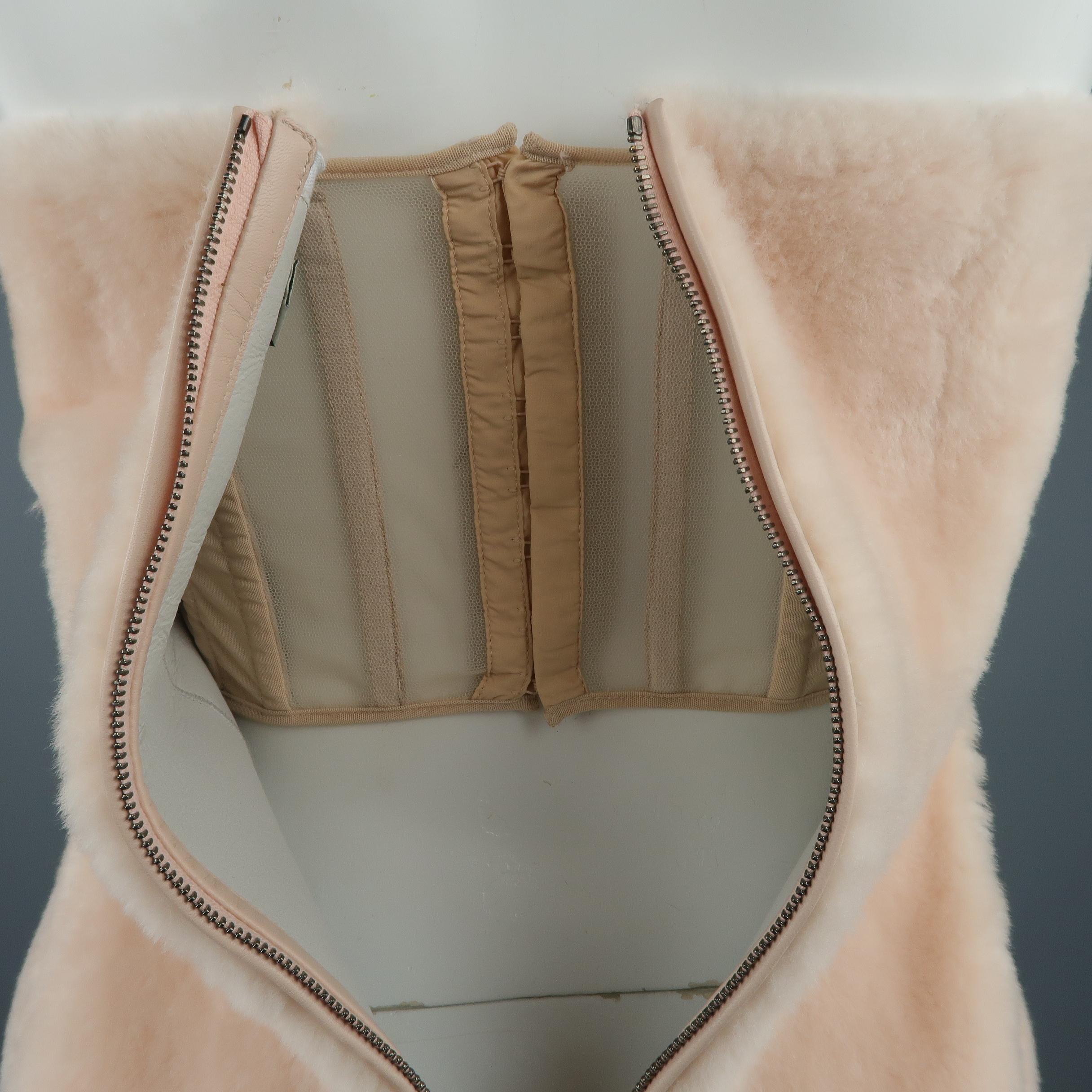 Fendi Pink Shearling Fur Strapless Bustier Runway Dress, Fall 2015  2
