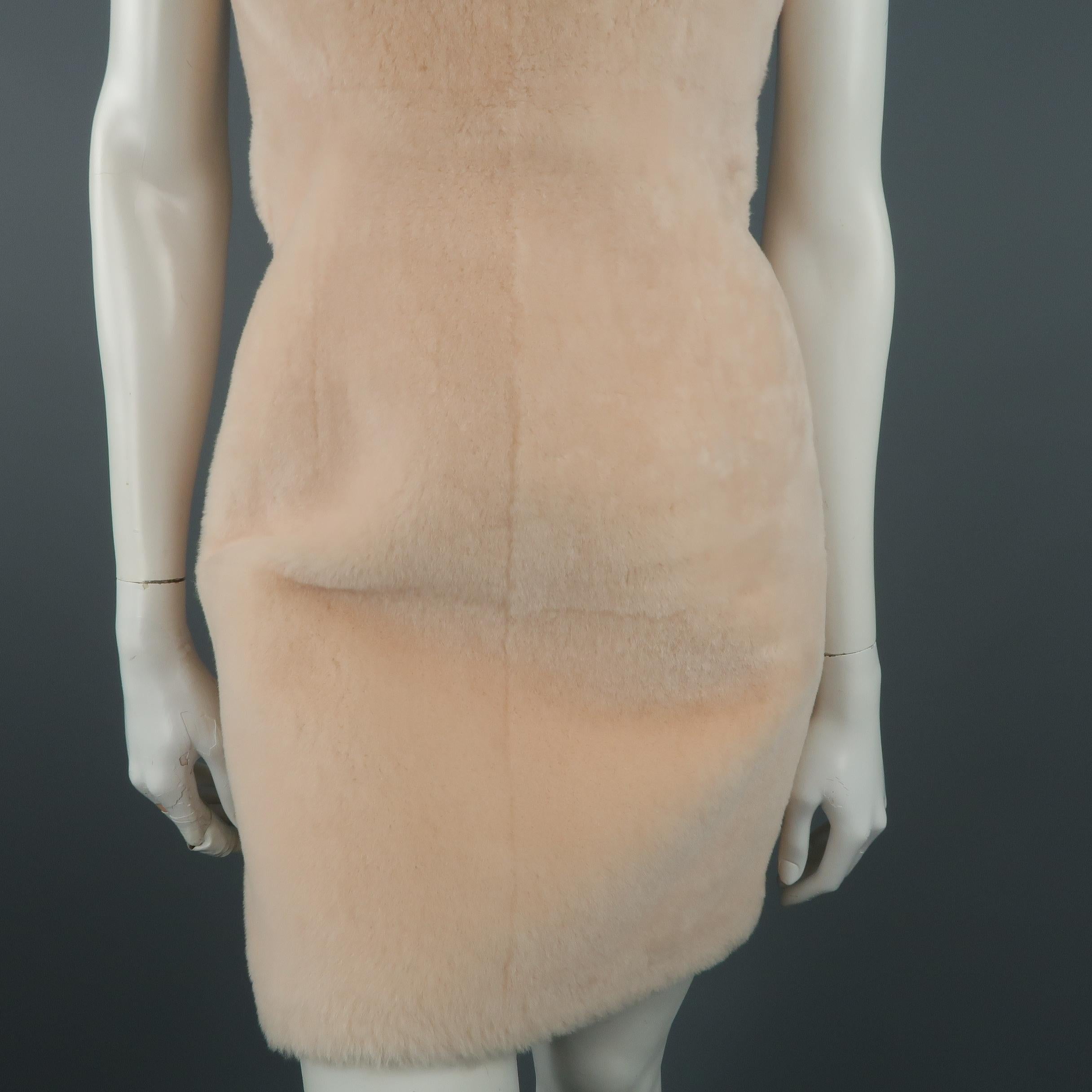 Beige Fendi Pink Shearling Fur Strapless Bustier Runway Dress, Fall 2015 