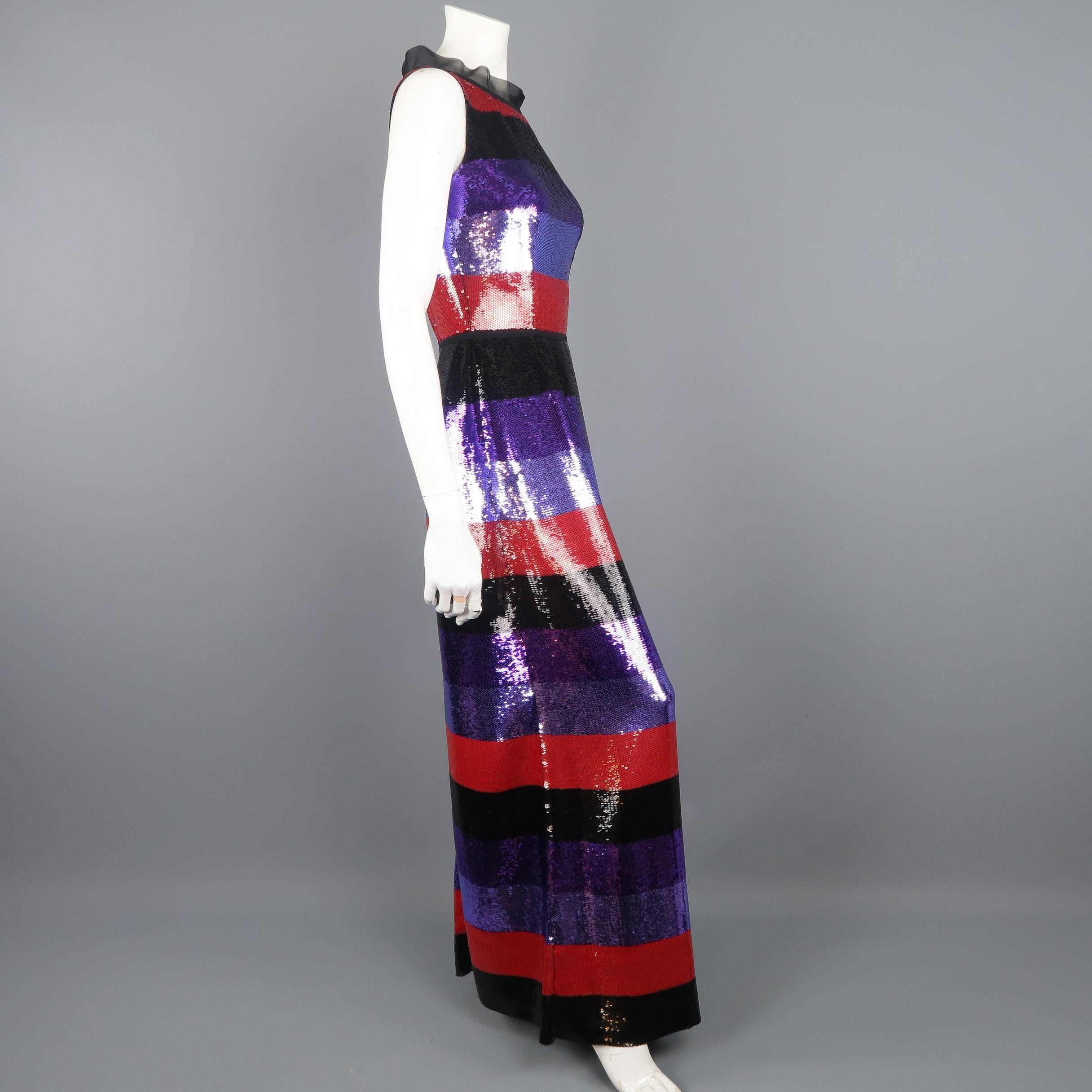 Prada Dress - Purple and Red Striped Sequin Sleeveless Column Gown Damen