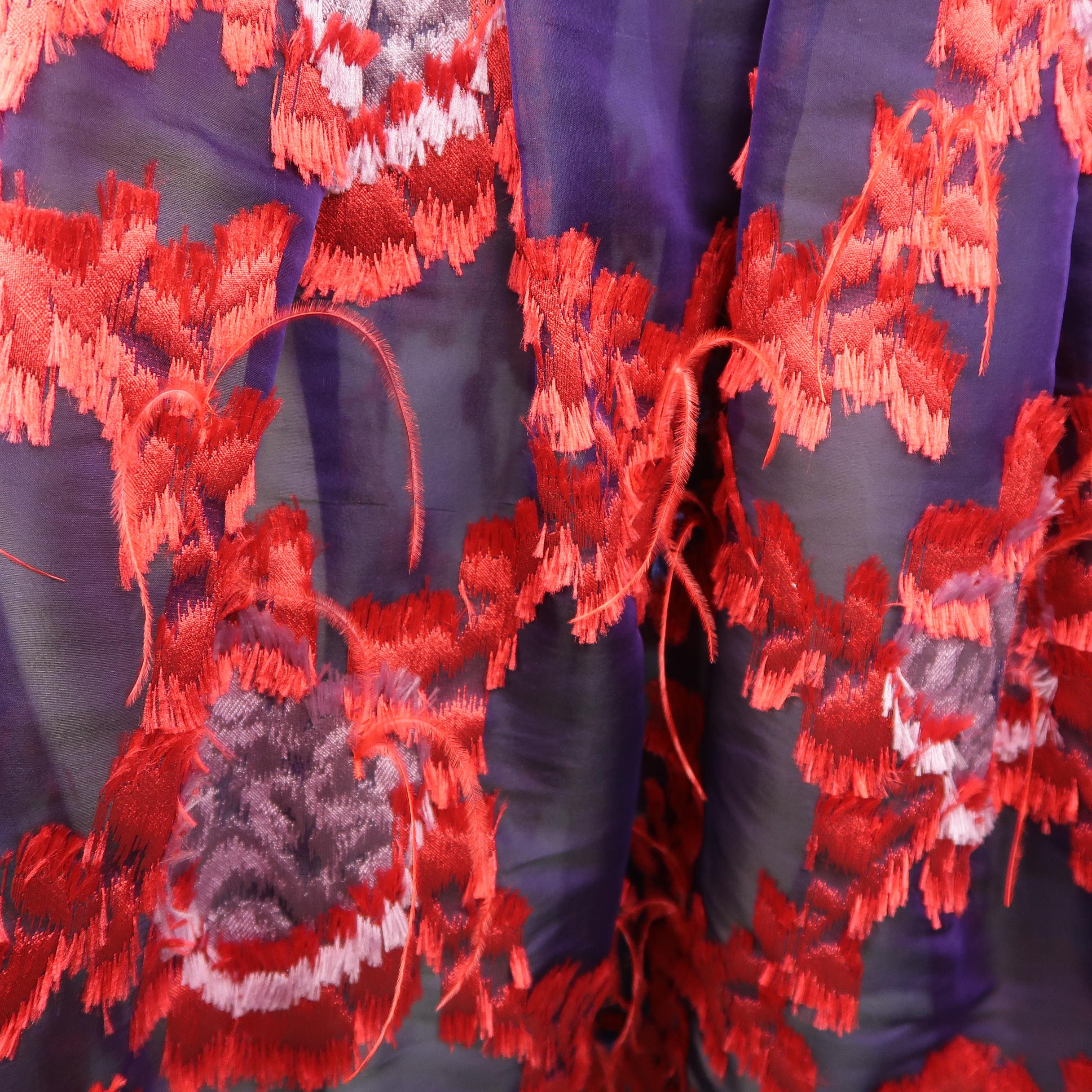 ERDEM Gown - Fall 2015 Runway - Red, Purple, Knit, Taffeta Feather Evening Dress 4