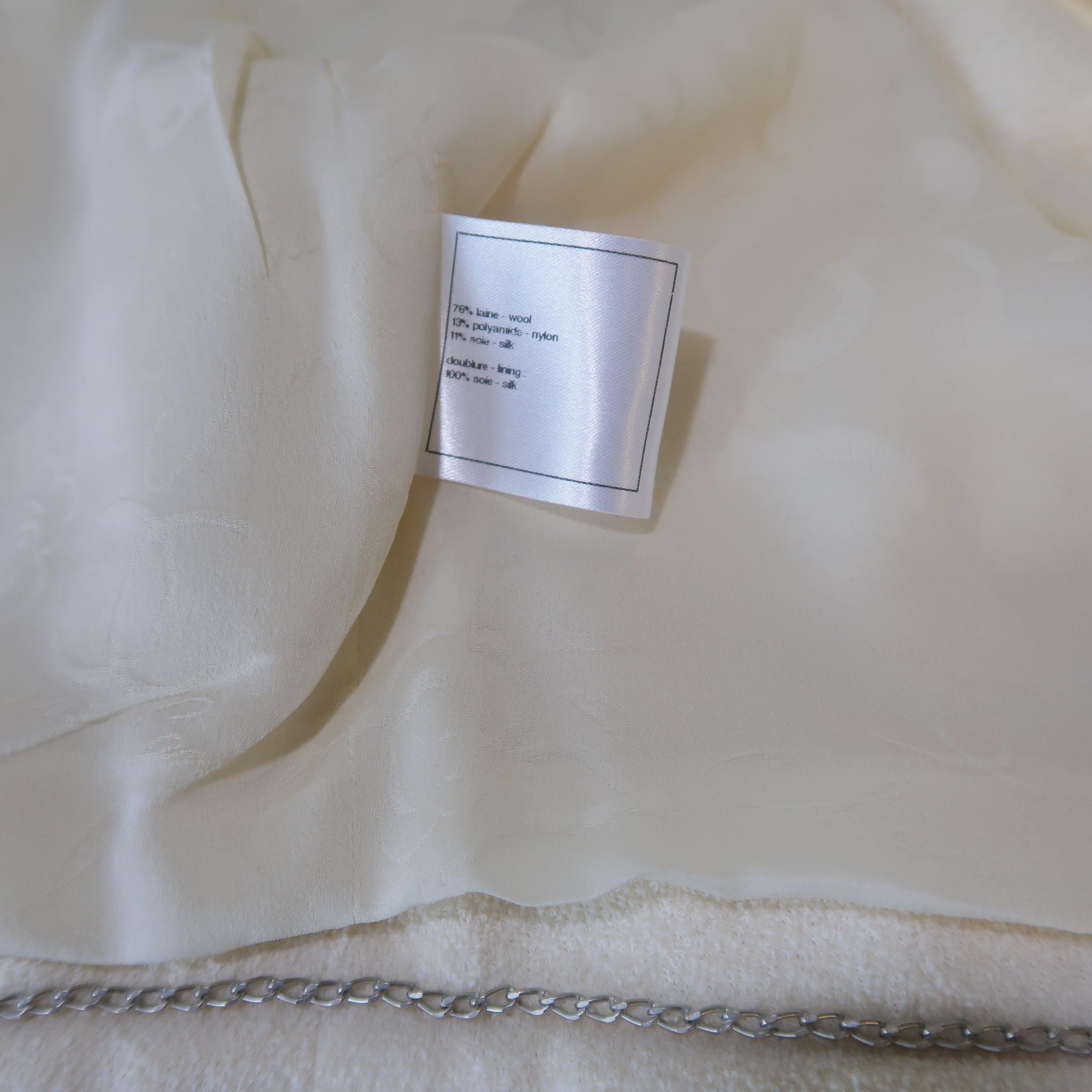 Chanel Jacket Ivory Wool Tweed Cropped Double Breasted Coat Blazer 2