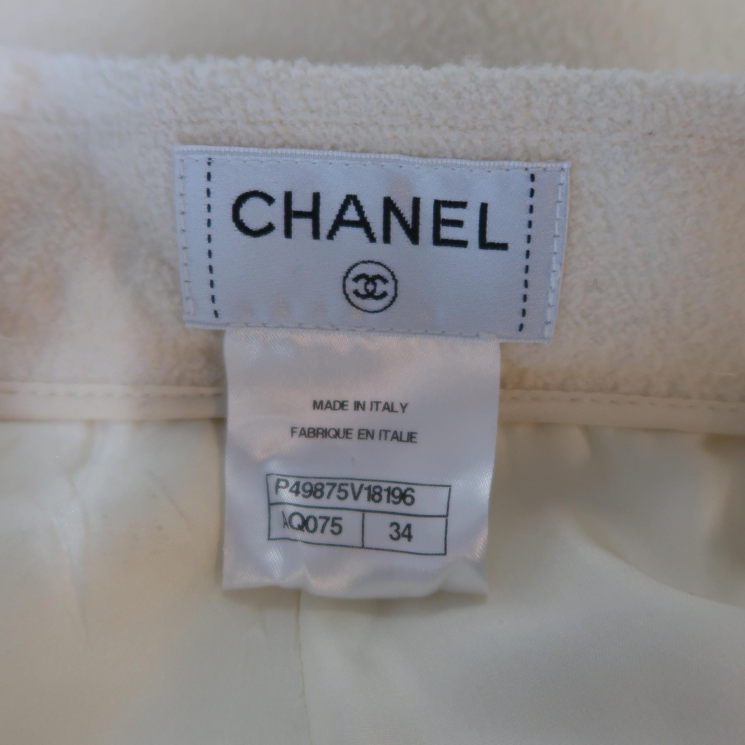 Chanel Ivory Wool Tweed Wide Leg High Rise Dress Pants 1