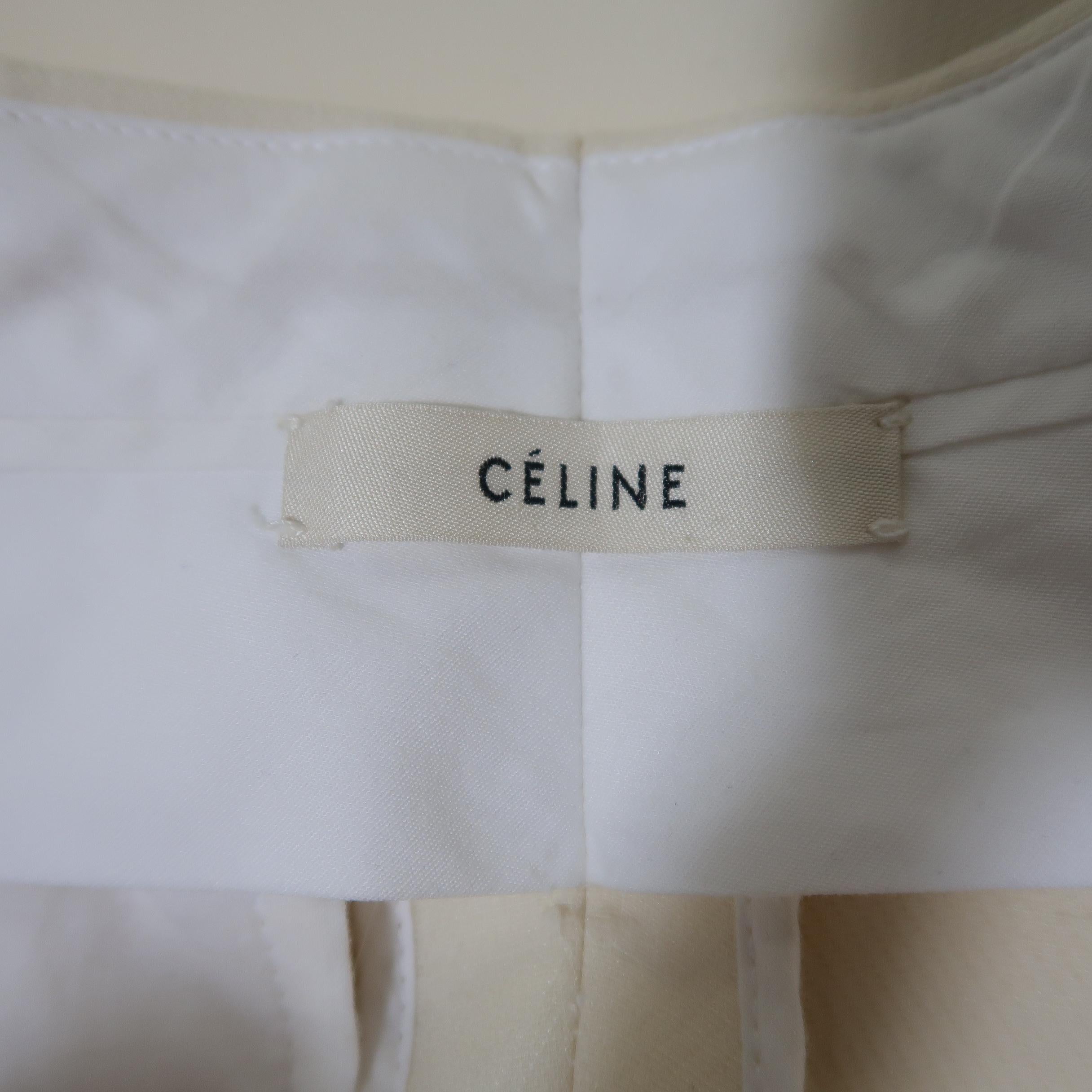 CELINE Size 2 Beige Wool / Silk Wide Leg Cropped Culotte Dress Pants 3