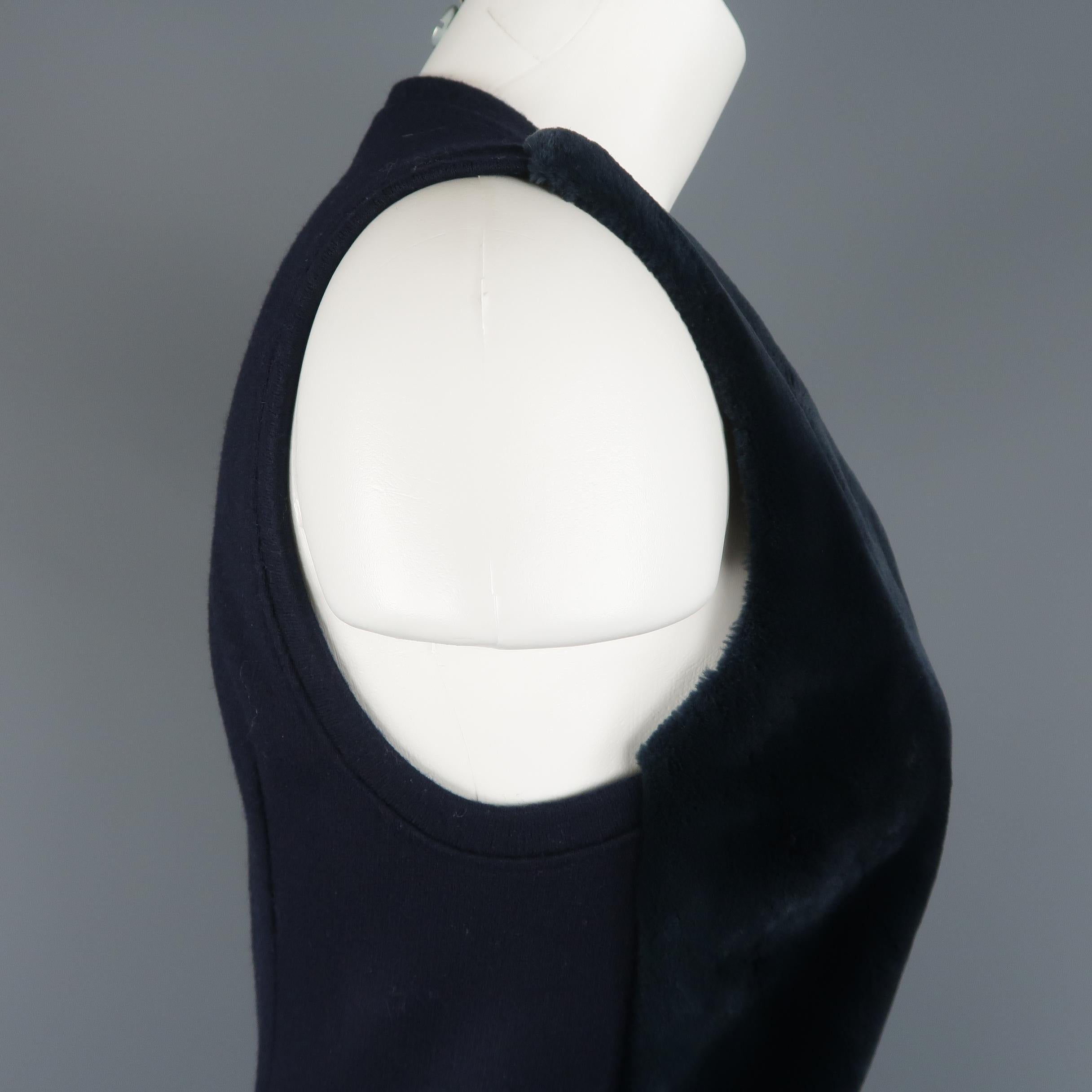 Women's REED KRAKOFF Size 4 Navy Wool Fur Panel Sleeveless Vest Dress Top