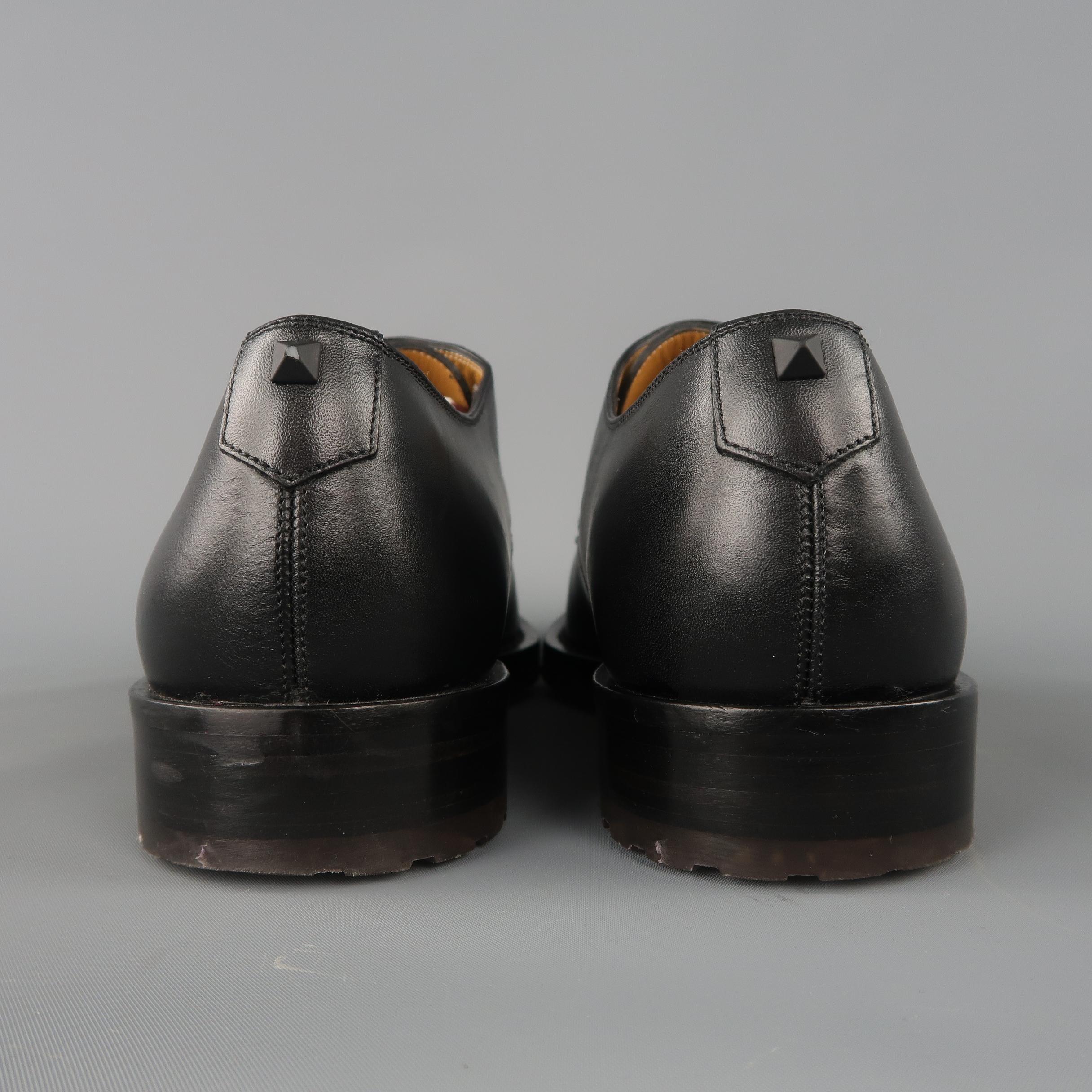 VALENTINO Size 11 Black Leather Rockstud Double Monk Strap Dress Shoes 1