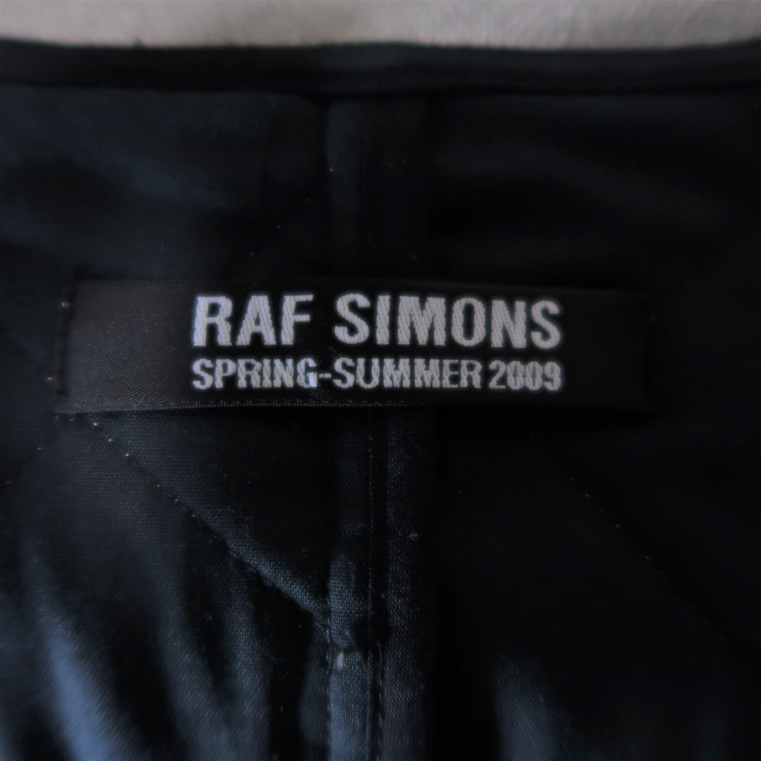 RAF SIMONS 38 Beige Quilted Linen V Neck Collarless SS 2009 Sport Coat 3