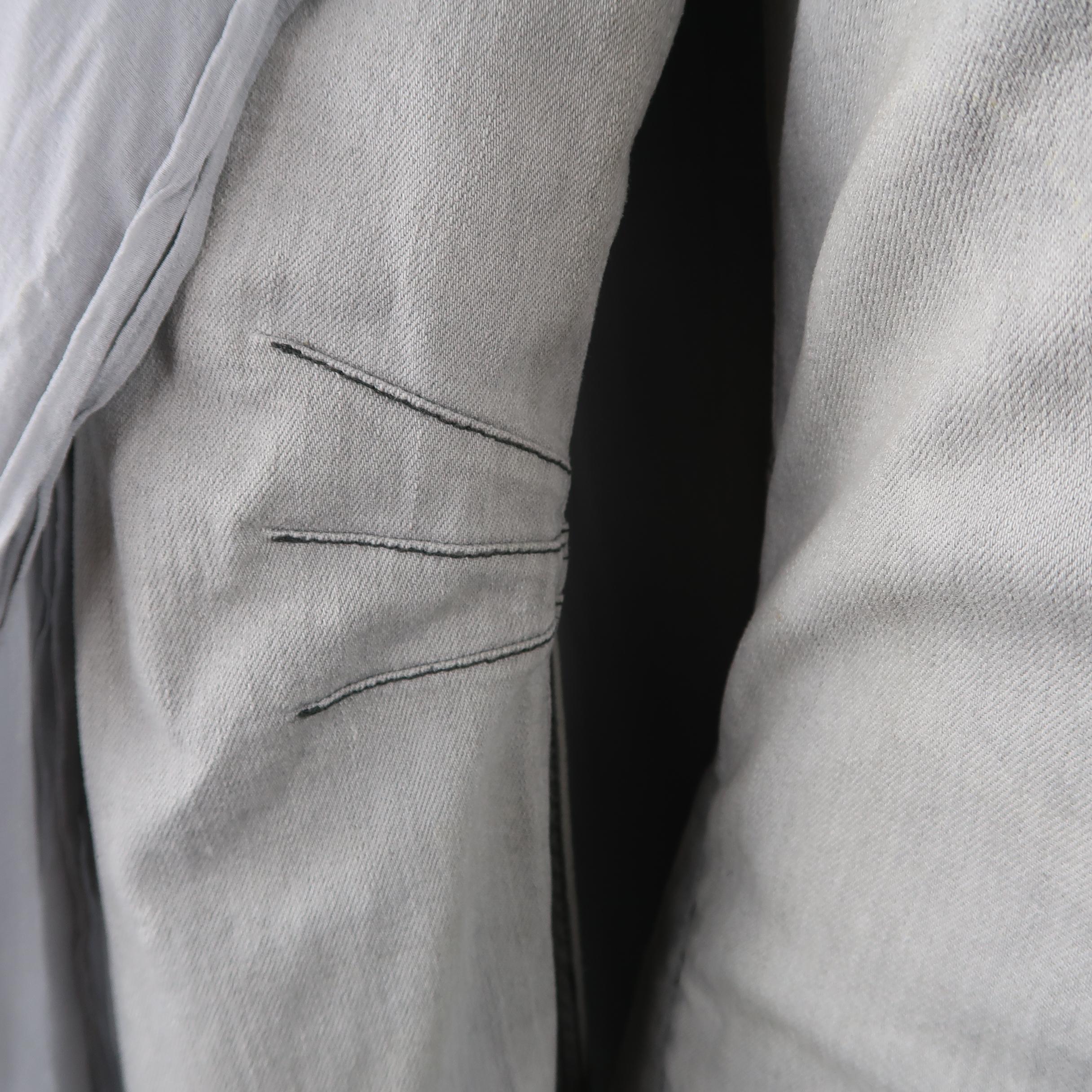 Gray GARETH PUGH XS Light Grey Denim Chiffon Cape Overlay Jacket / Coat
