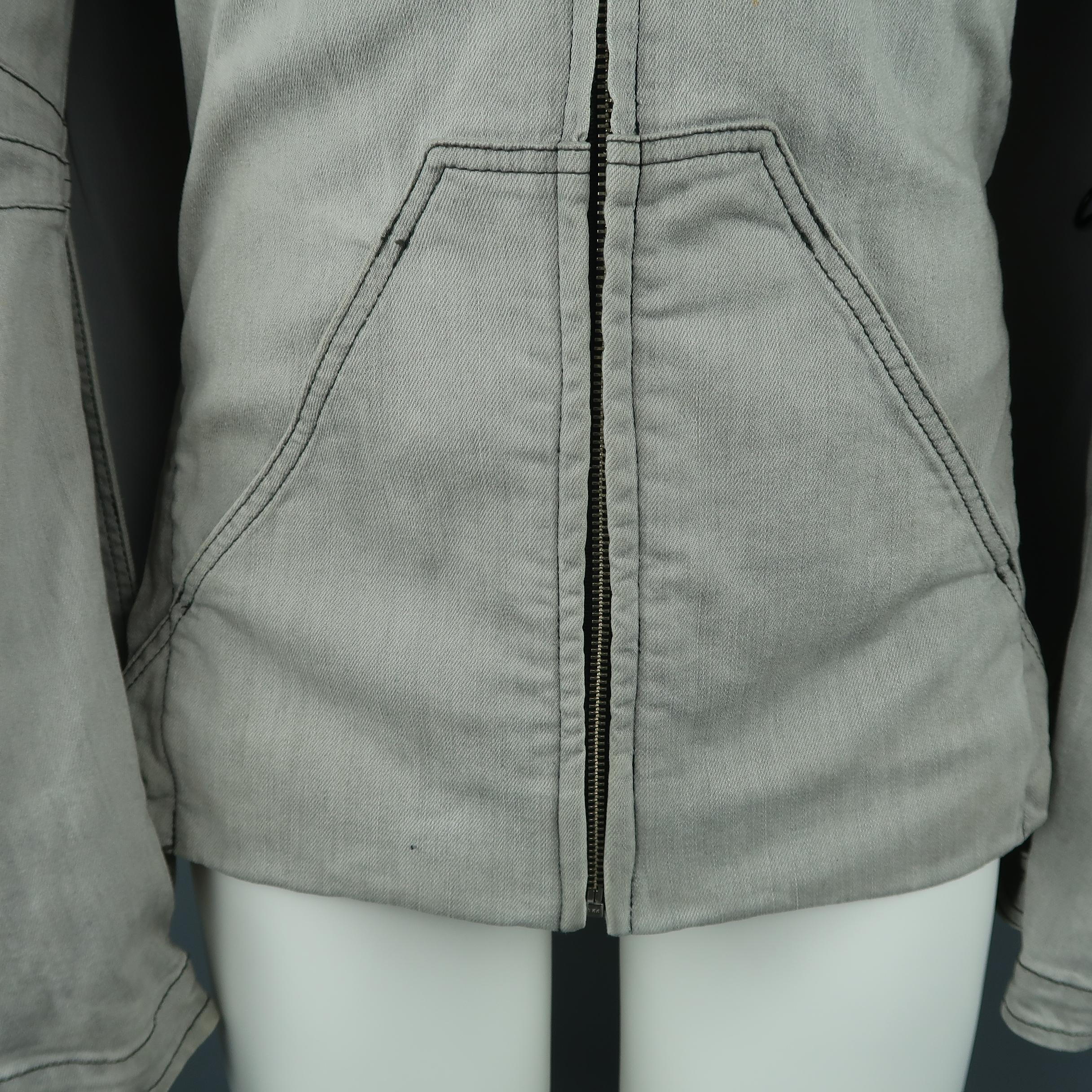 GARETH PUGH XS Light Grey Denim Chiffon Cape Overlay Jacket / Coat In Fair Condition In San Francisco, CA