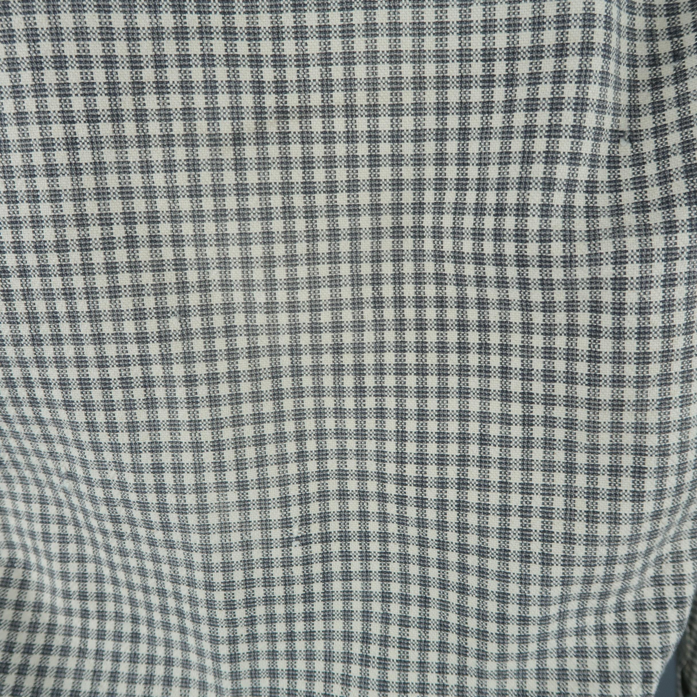 CHIMALA M Grey & White Checkered Distressed Cotton Trucker Jacket Coat 2