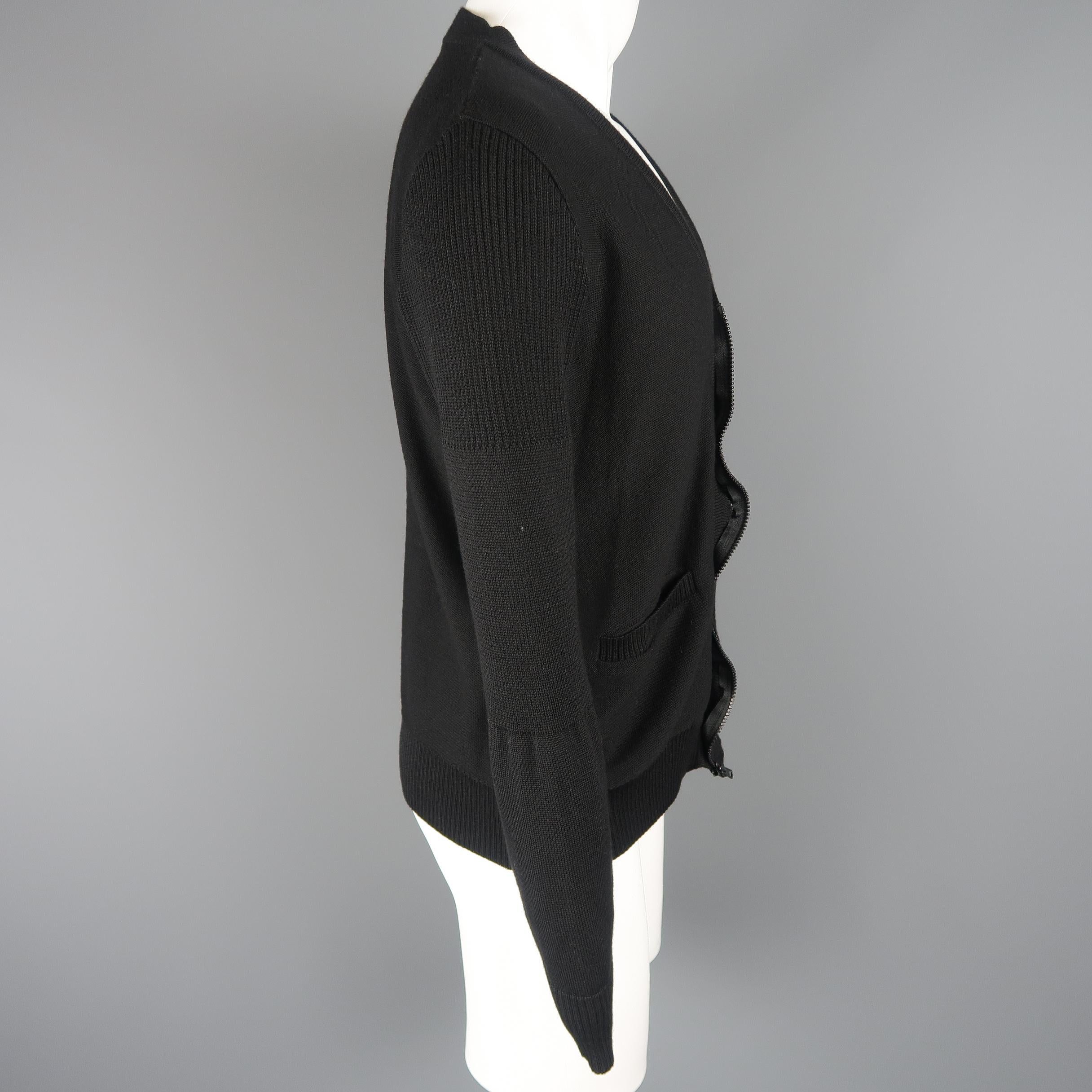 Men's UNDERCOVER Size M Black Wool Zip & Button V Neck Cardigan