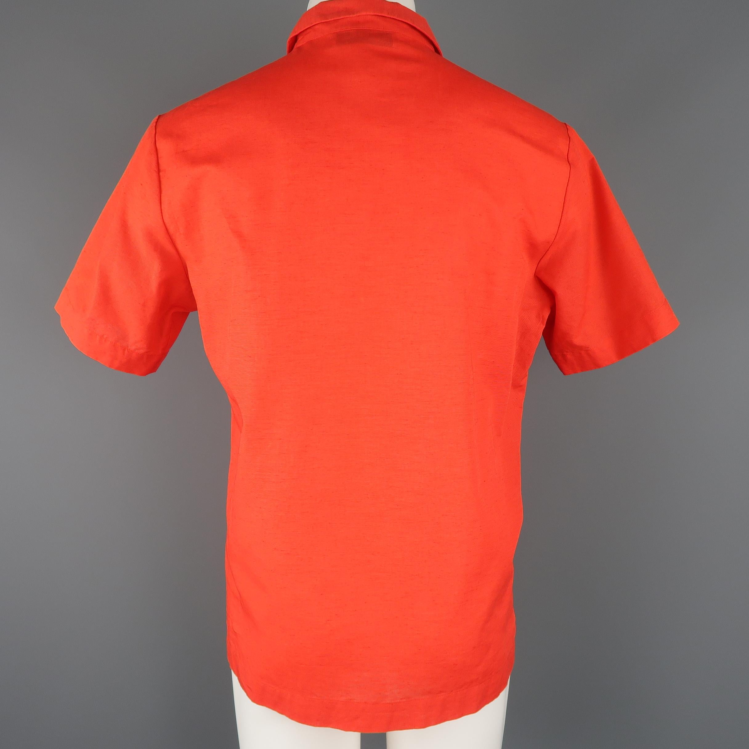 MSGM Size M Red Cotton / Linen Short Sleeve Polo Style Shirt 1