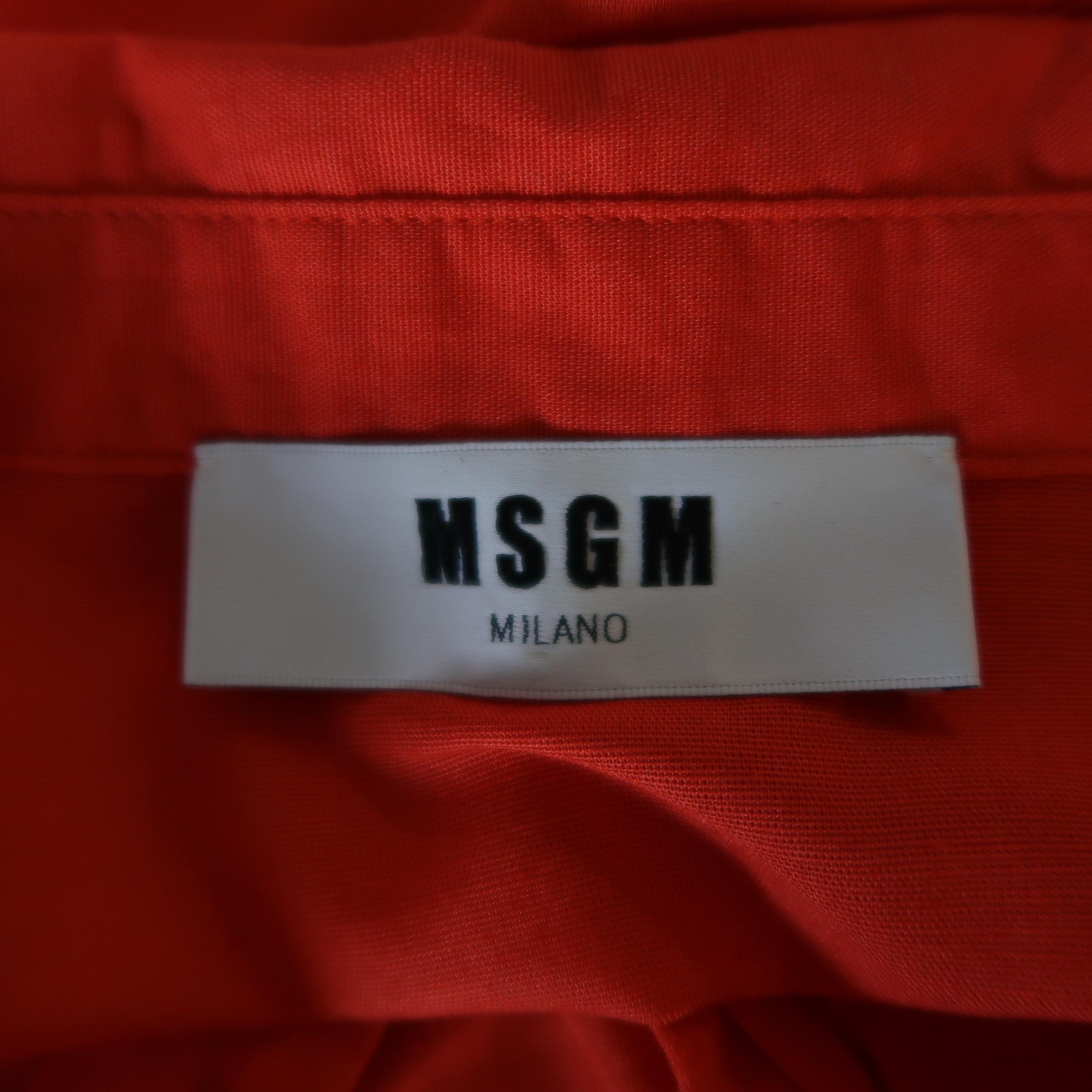 MSGM Size M Red Cotton / Linen Short Sleeve Polo Style Shirt 2