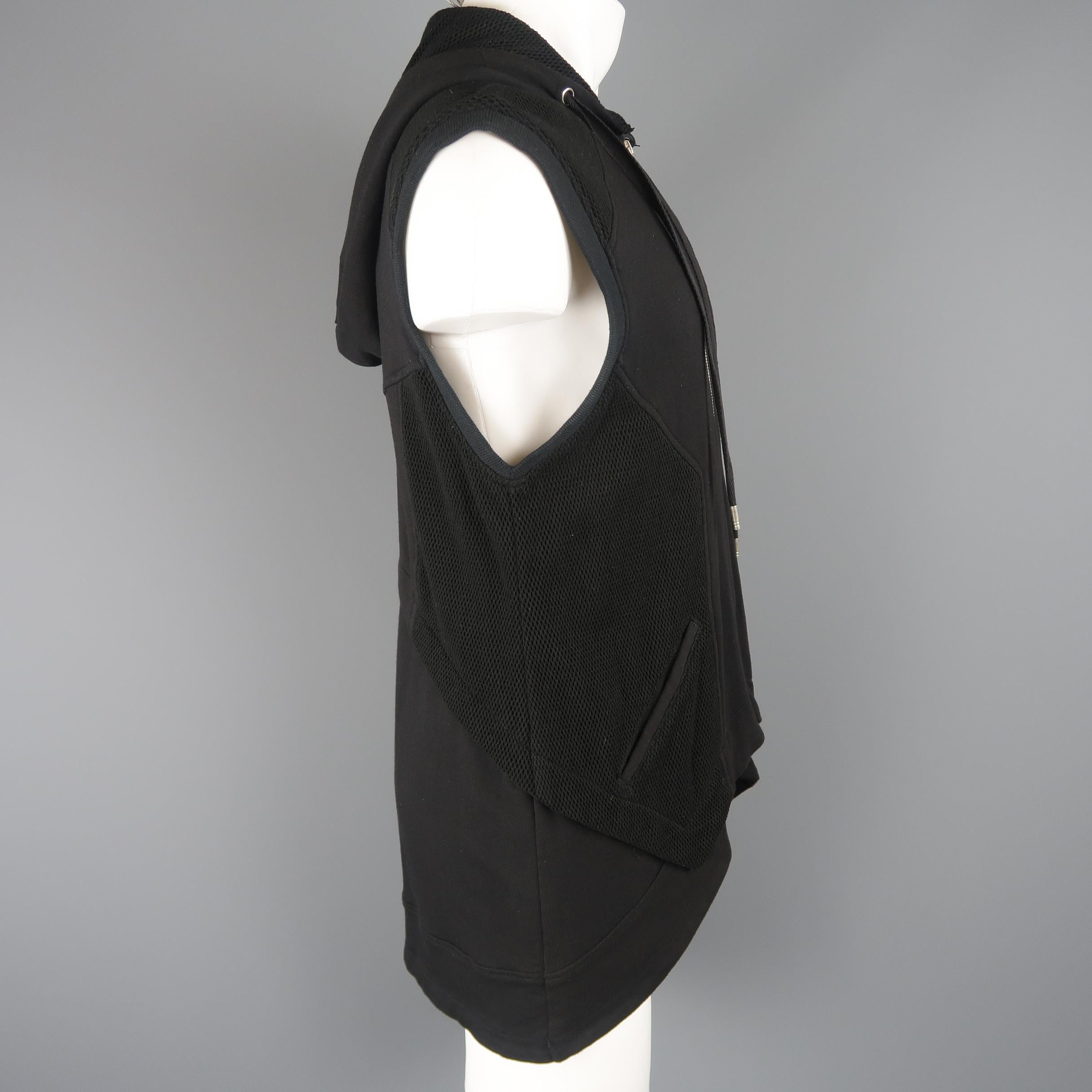 Men's SKINGRAFT S Black Jersey & Mesh Cotton Zip Hooded Vest