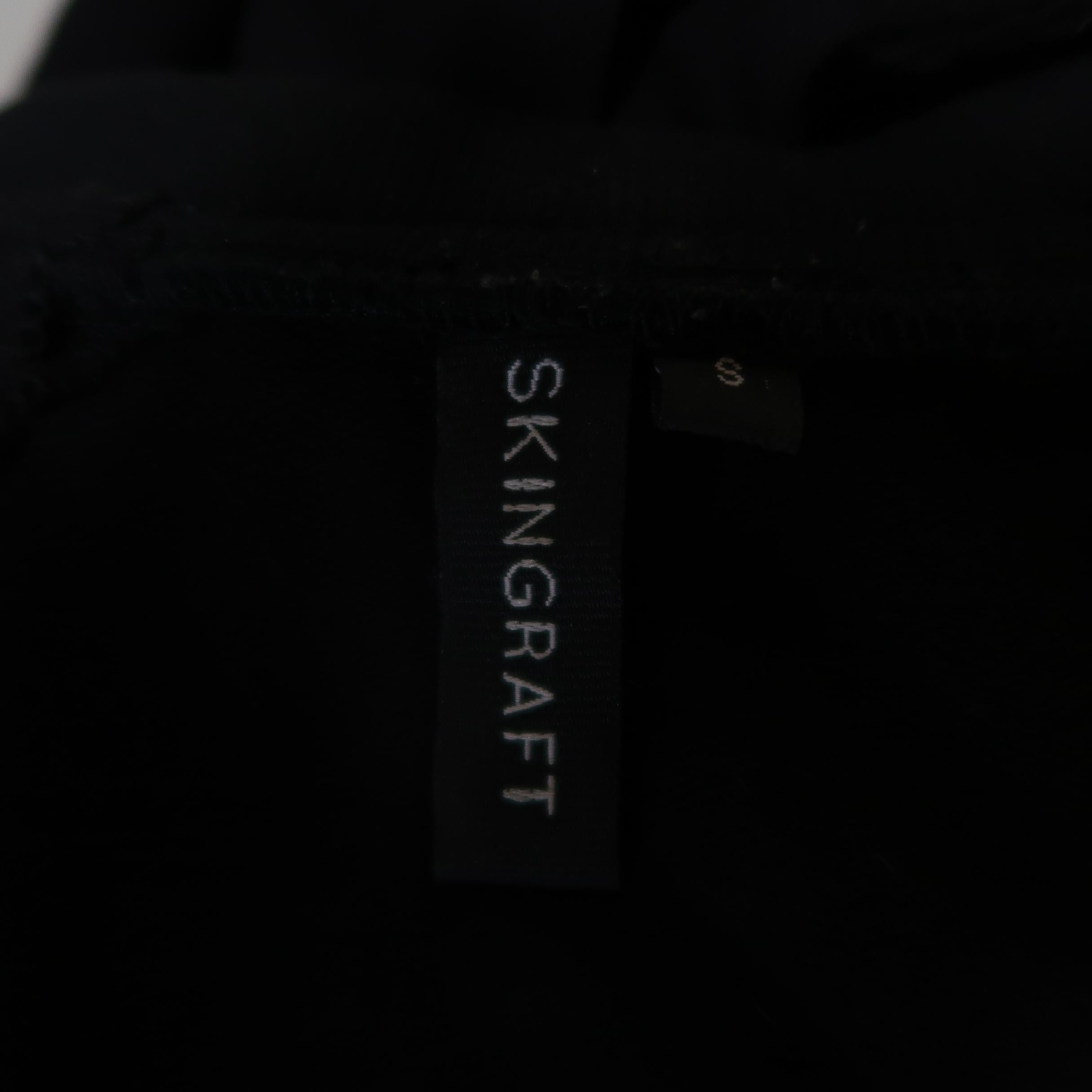 SKINGRAFT S Black Jersey & Mesh Cotton Zip Hooded Vest 3