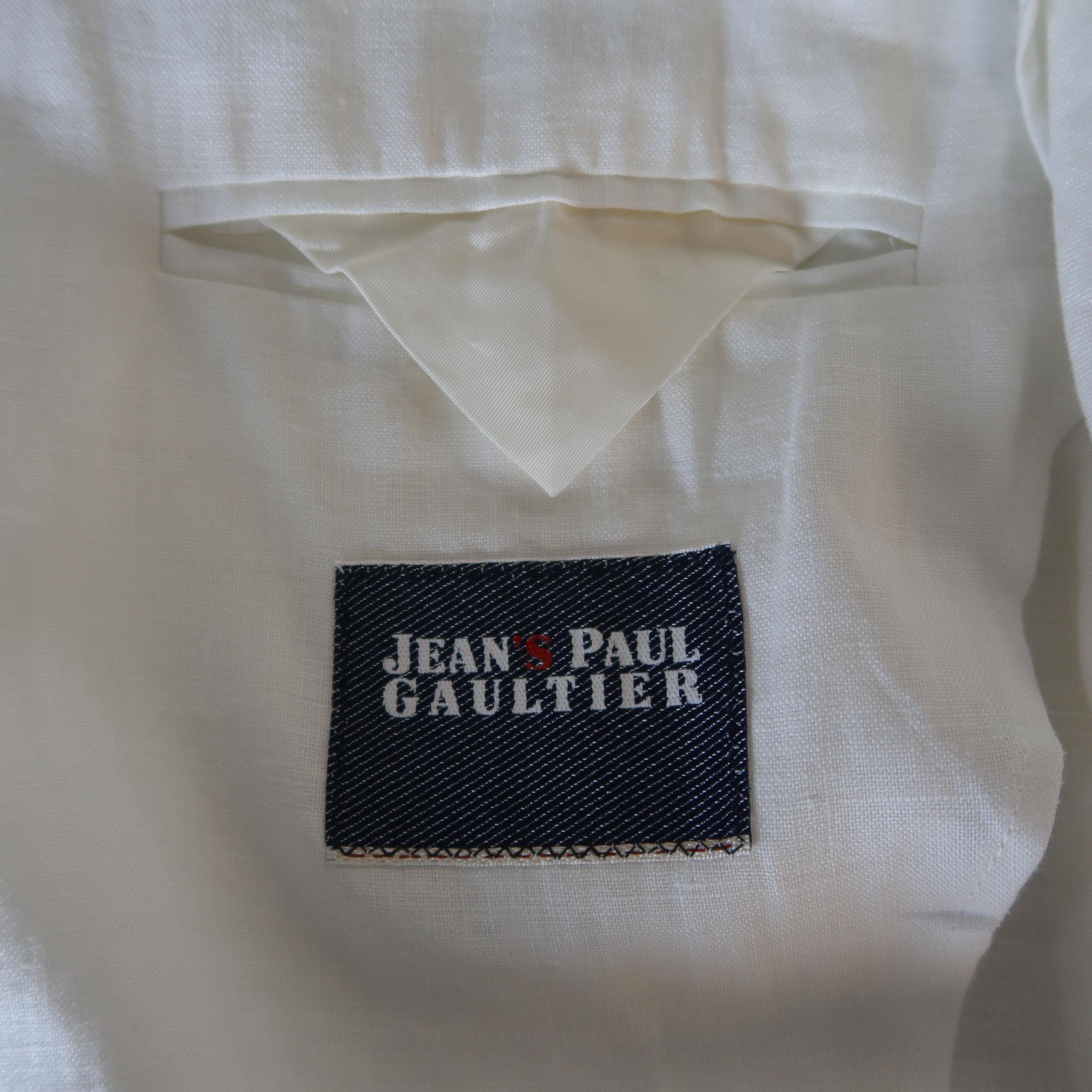 Gaultier Jeans by Jean Paul Gaultier White Linen Hook Eye Jacket / Sport Coat 4