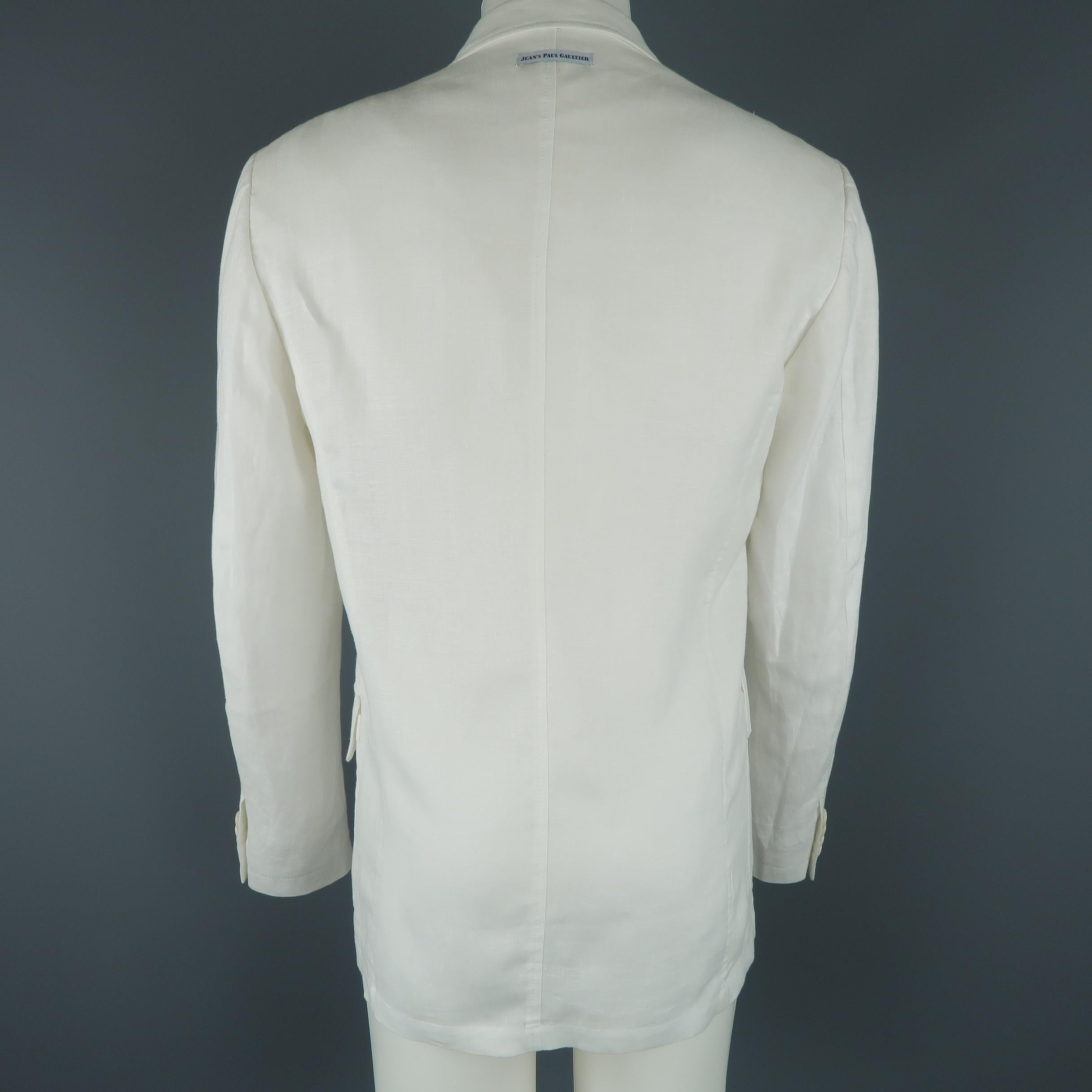 Gaultier Jeans by Jean Paul Gaultier White Linen Hook Eye Jacket / Sport Coat 2