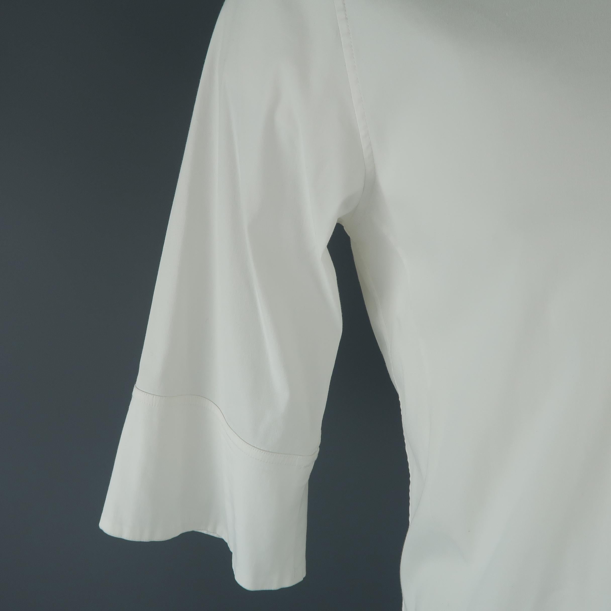 Gray JIL SANDER Size L White Cotton Blend 3/4 Sleeve Long Sleeve Shirt